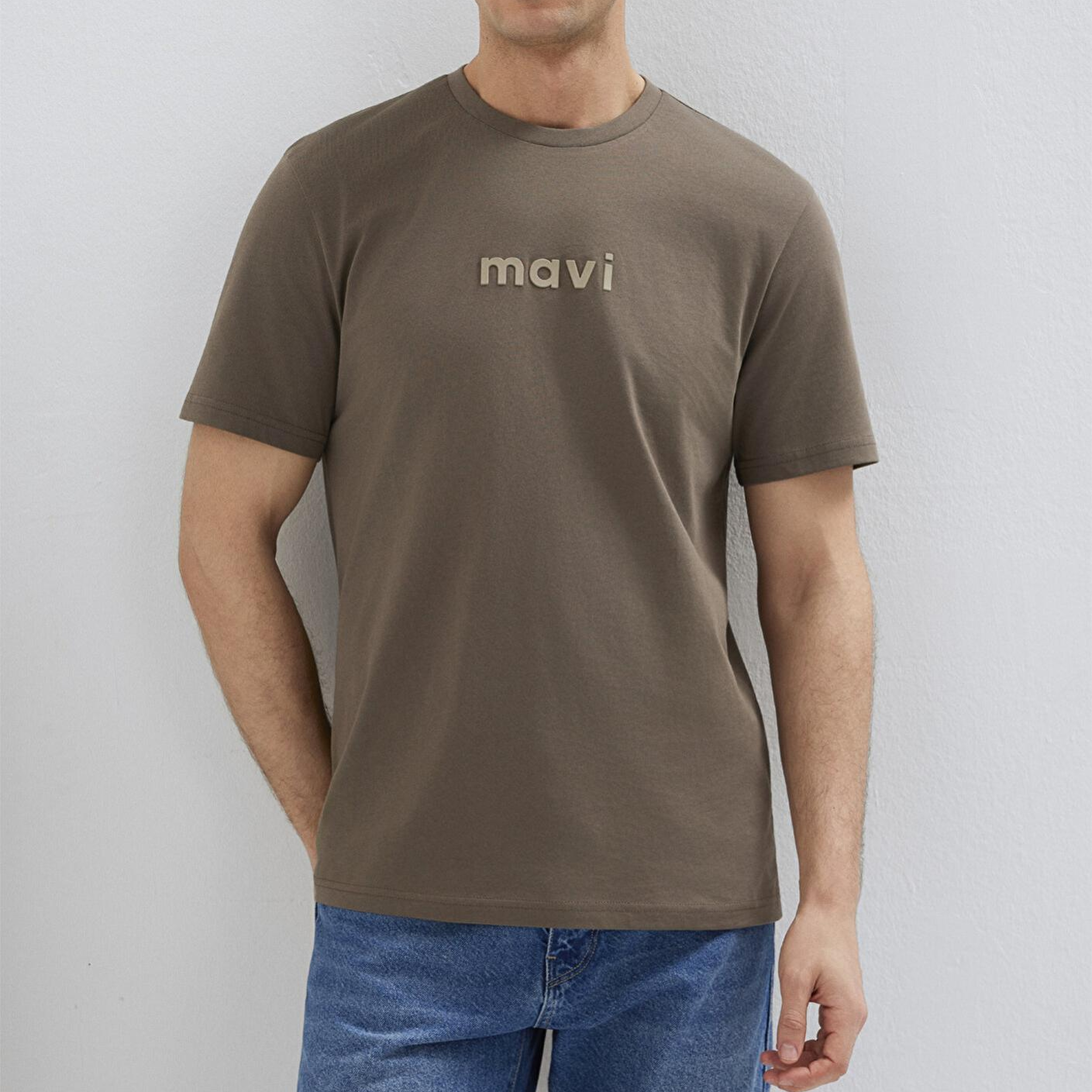 Mavi Mavi Logo Baskılı Kahverengi Tişört Regular Fit / Normal Kesim 0612732-83866