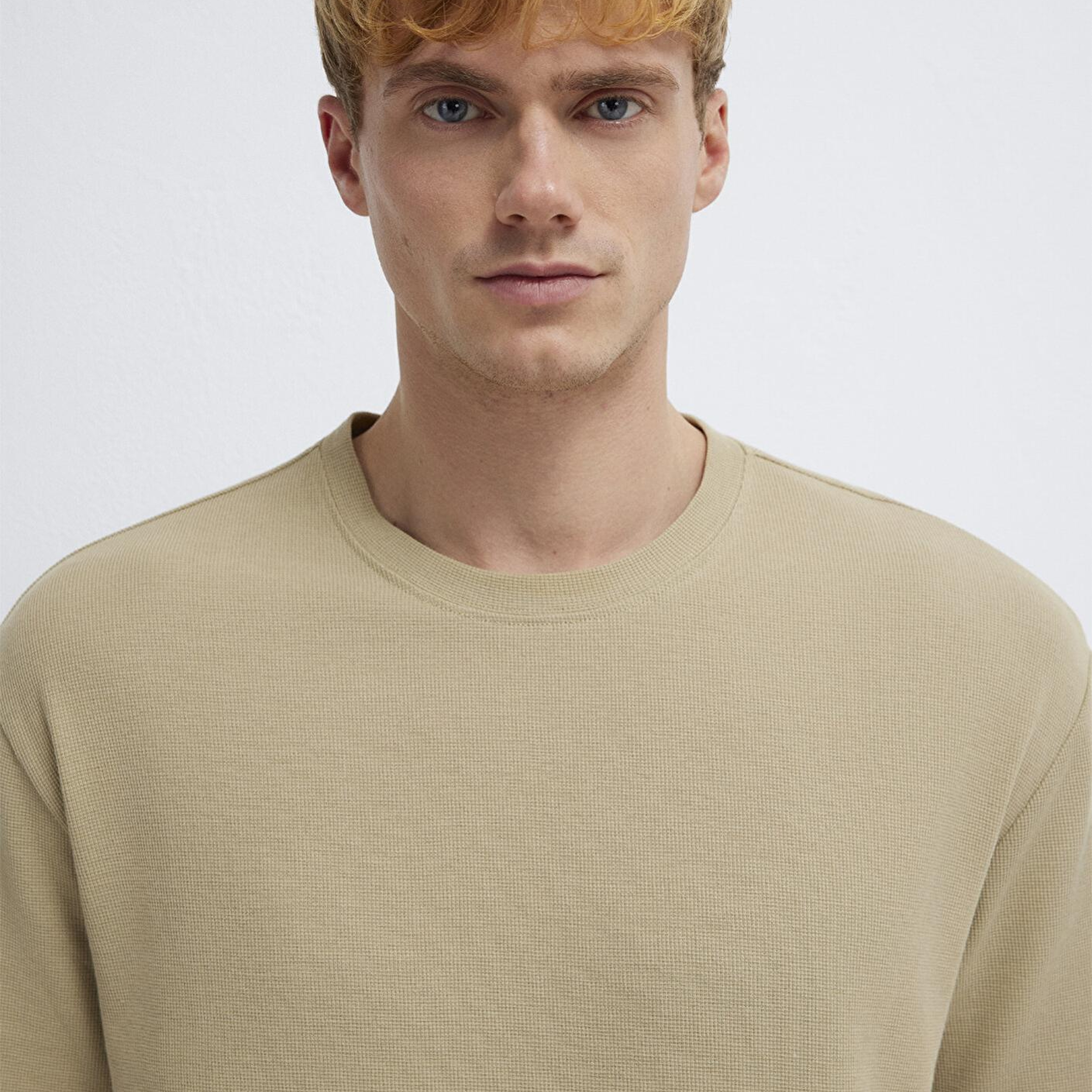 Mavi Bej Basic Tişört Loose Fit / Bol Rahat Kesim 0613153-70204