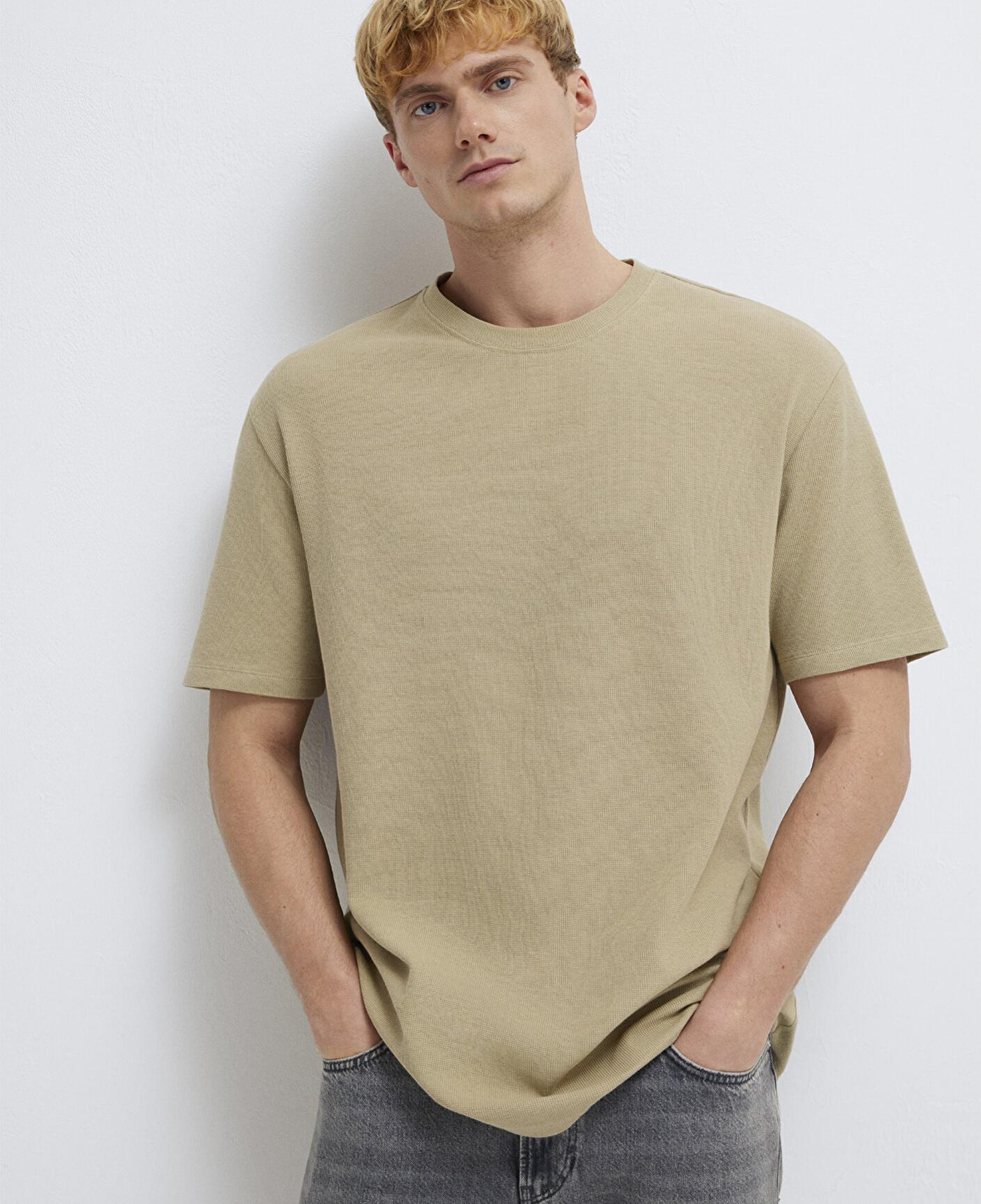 Mavi Bej Basic Tişört Loose Fit / Bol Rahat Kesim 0613153-70204