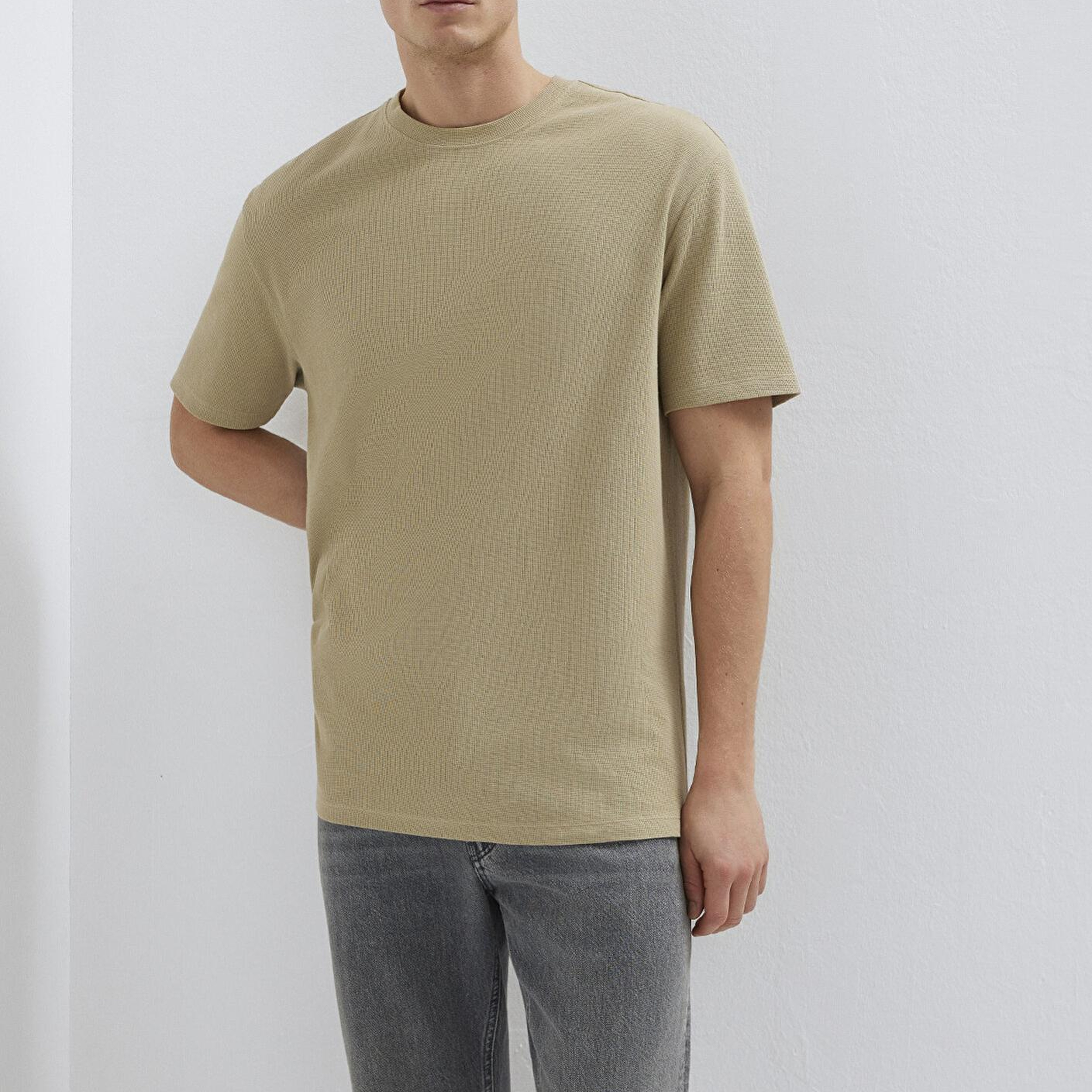 Mavi Bej Basic Tişört Loose Fit / Bol Rahat Kesim 0613153-70204