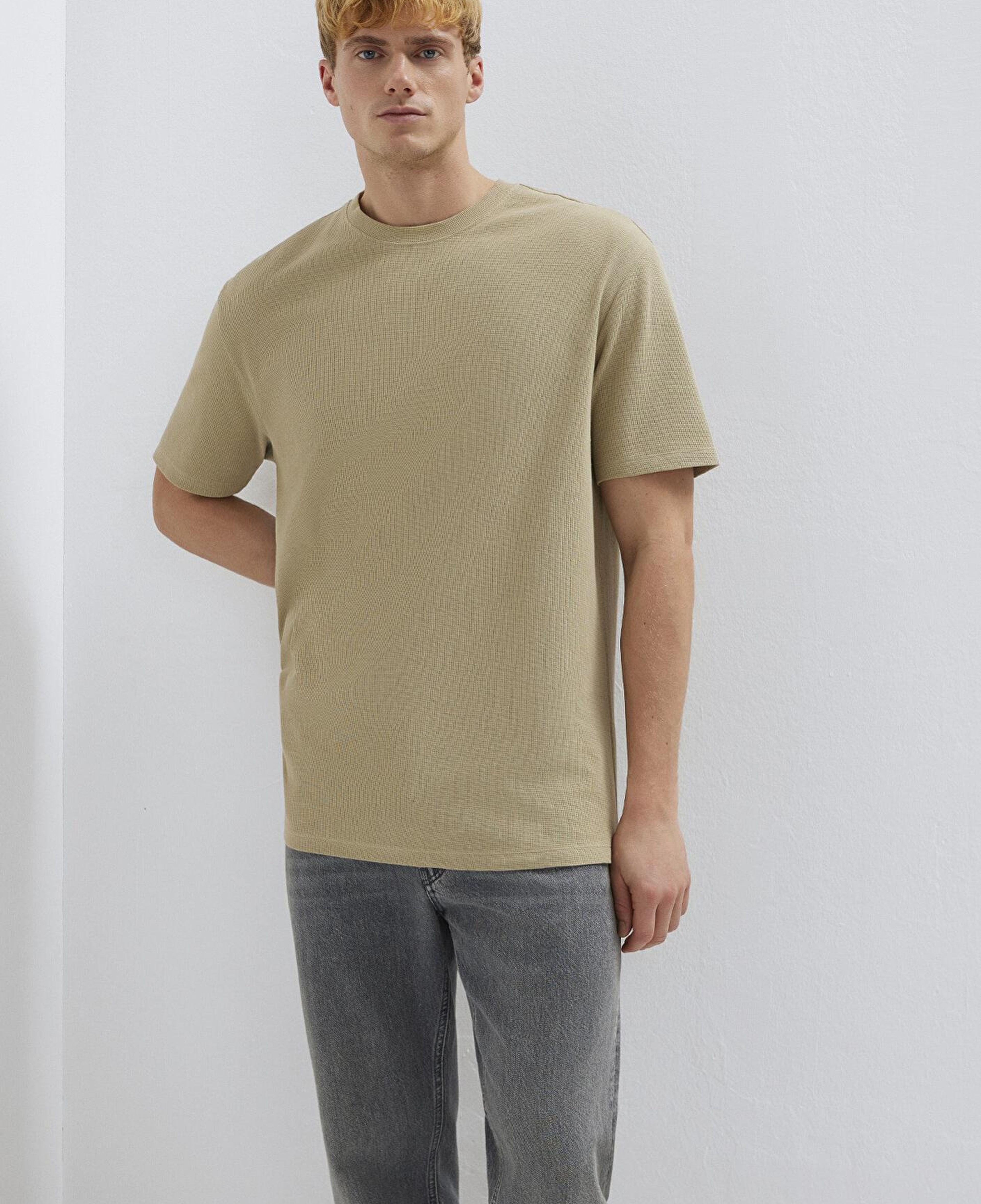 Mavi Bej Basic Tişört Loose Fit / Bol Rahat Kesim 0613153-70204