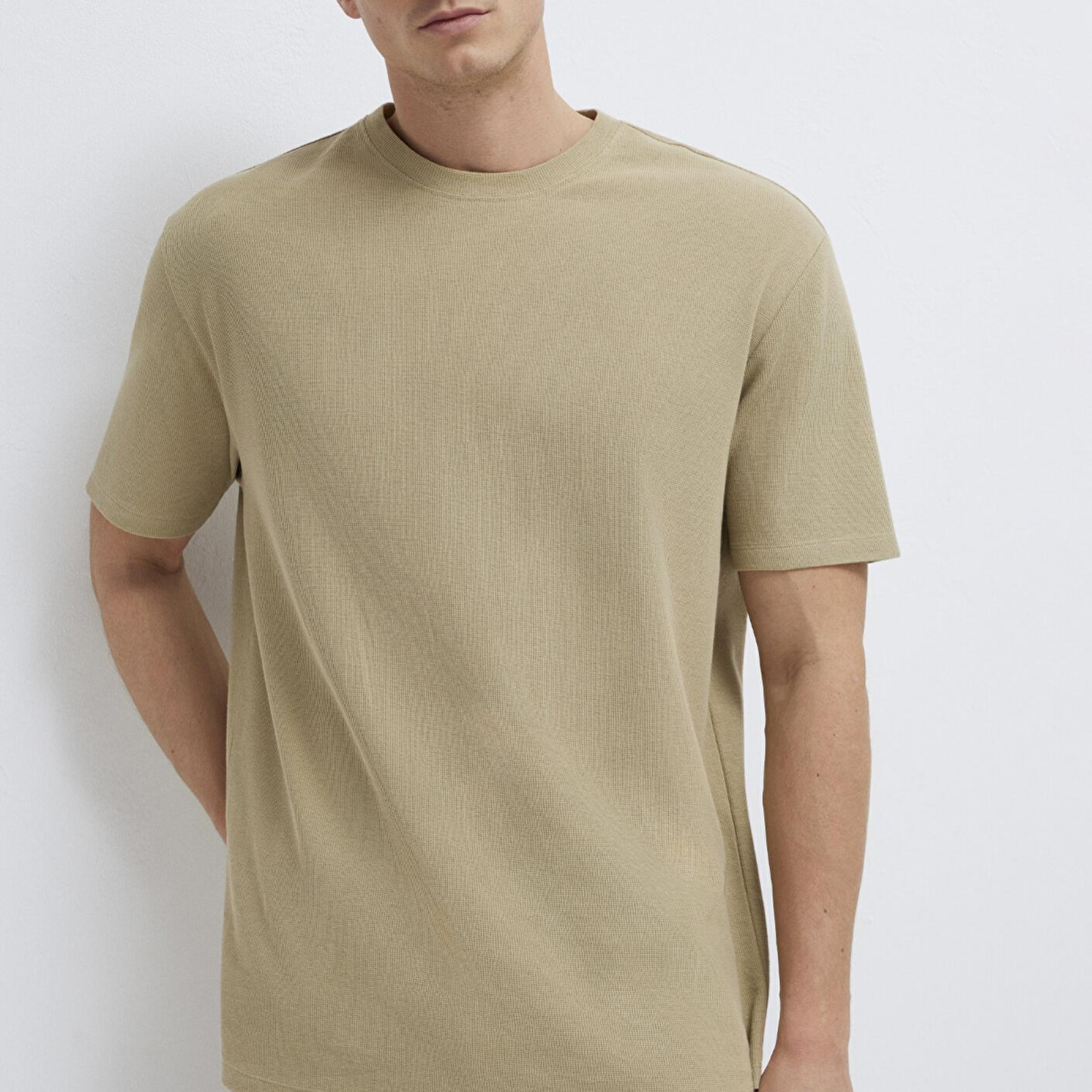 Mavi Bej Basic Tişört Loose Fit / Bol Rahat Kesim 0613153-70204