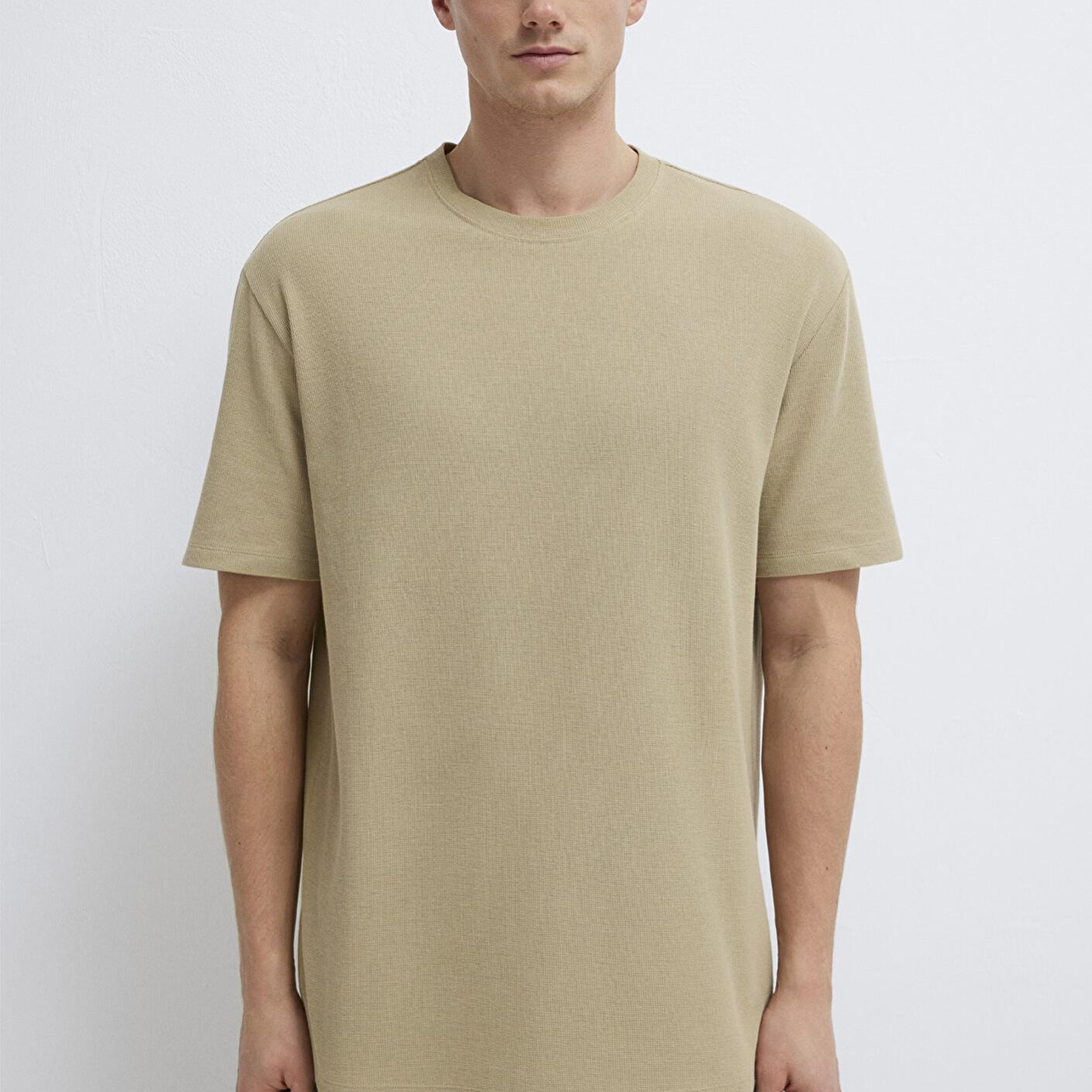 Mavi Bej Basic Tişört Loose Fit / Bol Rahat Kesim 0613153-70204