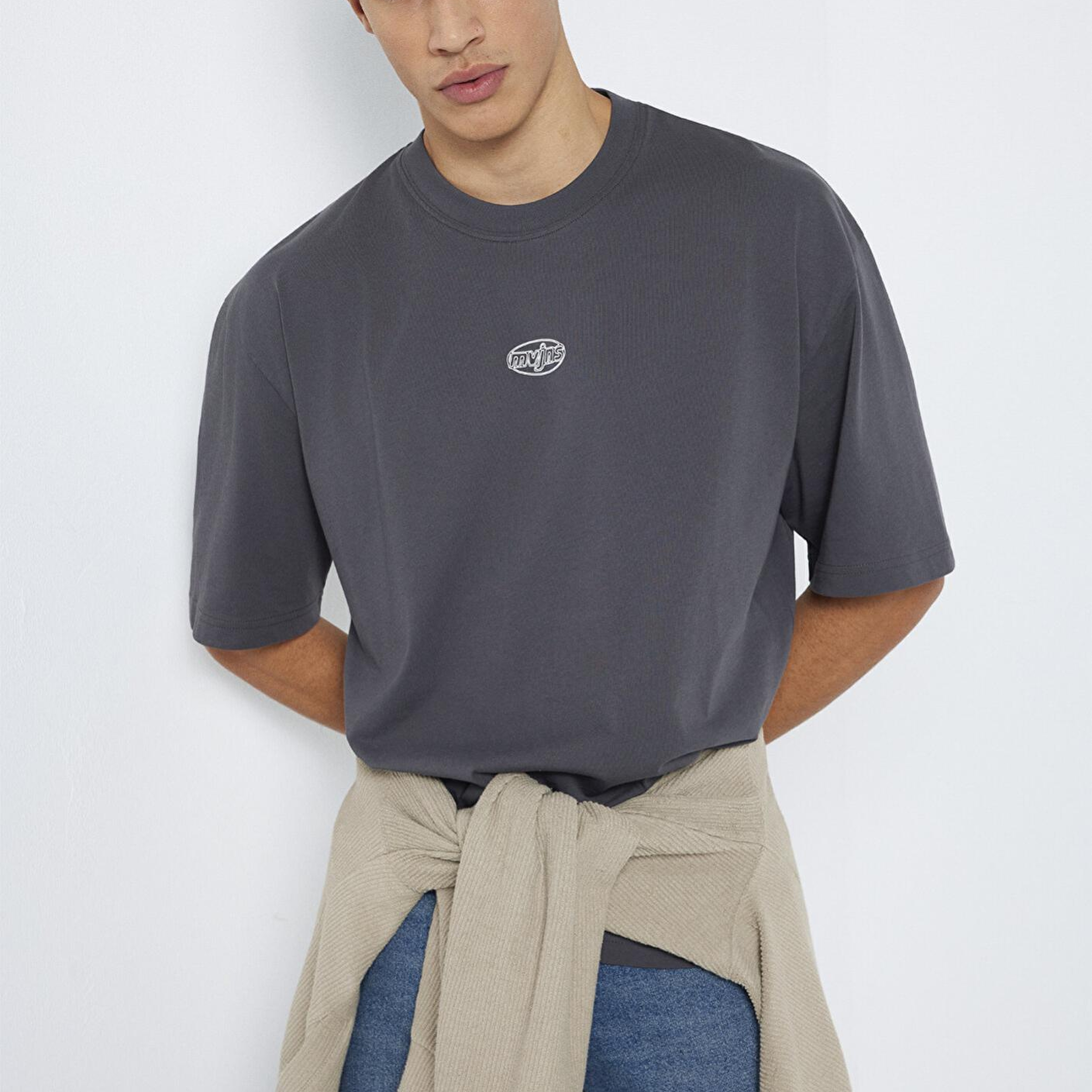 Mavi MVJNS Baskılı Antrasit Tişört Oversize / Geniş Kesim 0613215-80955