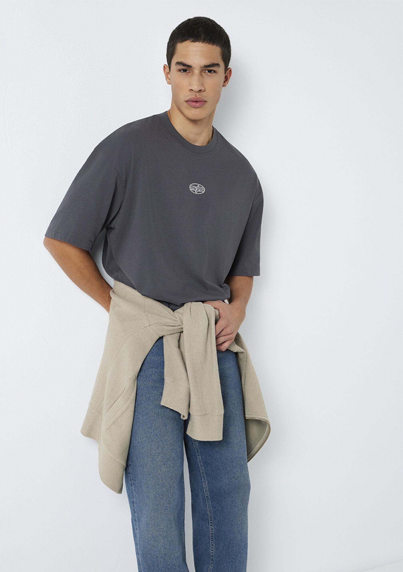 Mavi MVJNS Baskılı Antrasit Tişört Oversize / Geniş Kesim 0613215-80955