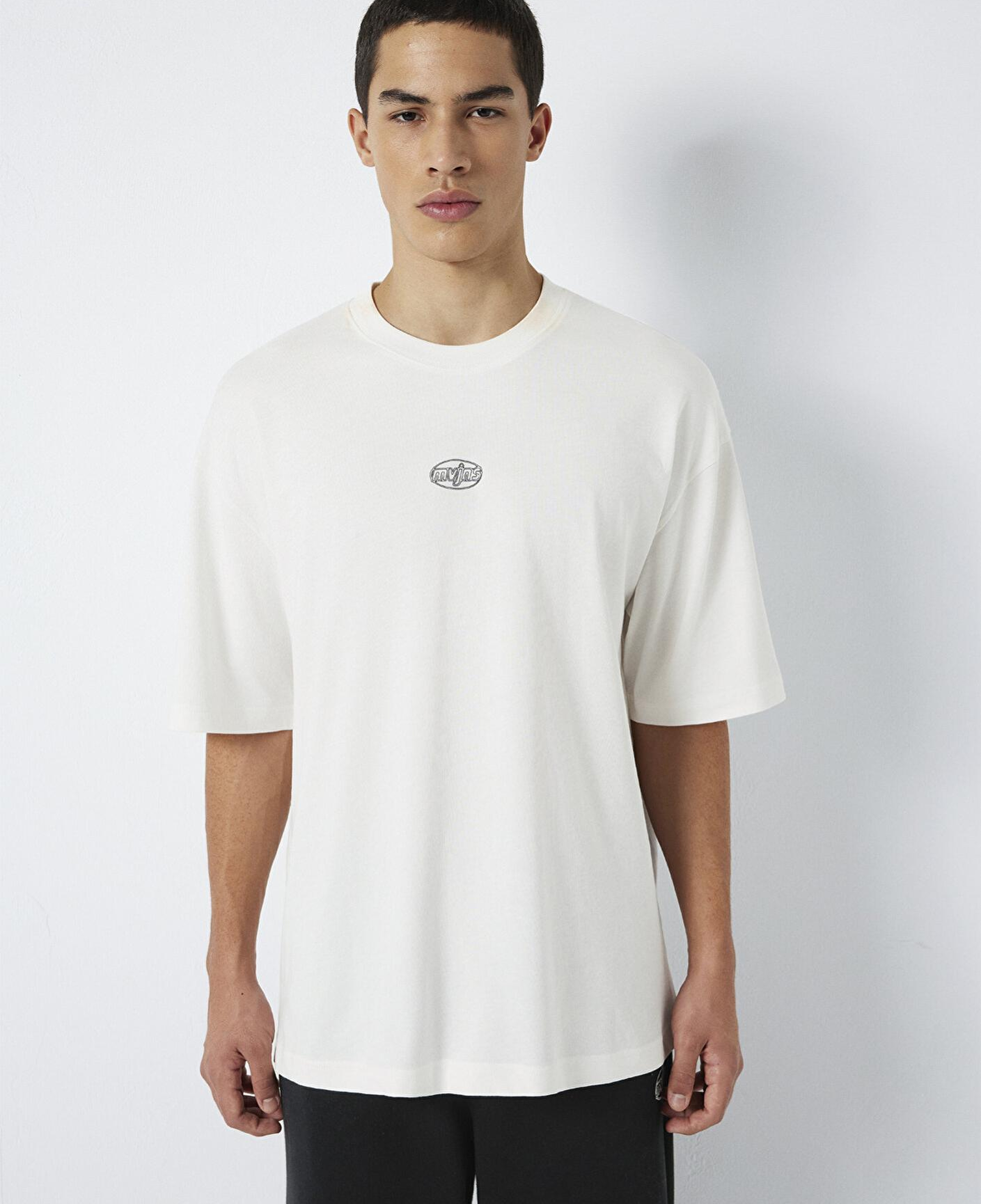 Mavi MVJNS Baskılı Ekru Tişört Oversize / Geniş Kesim 0613215-70057