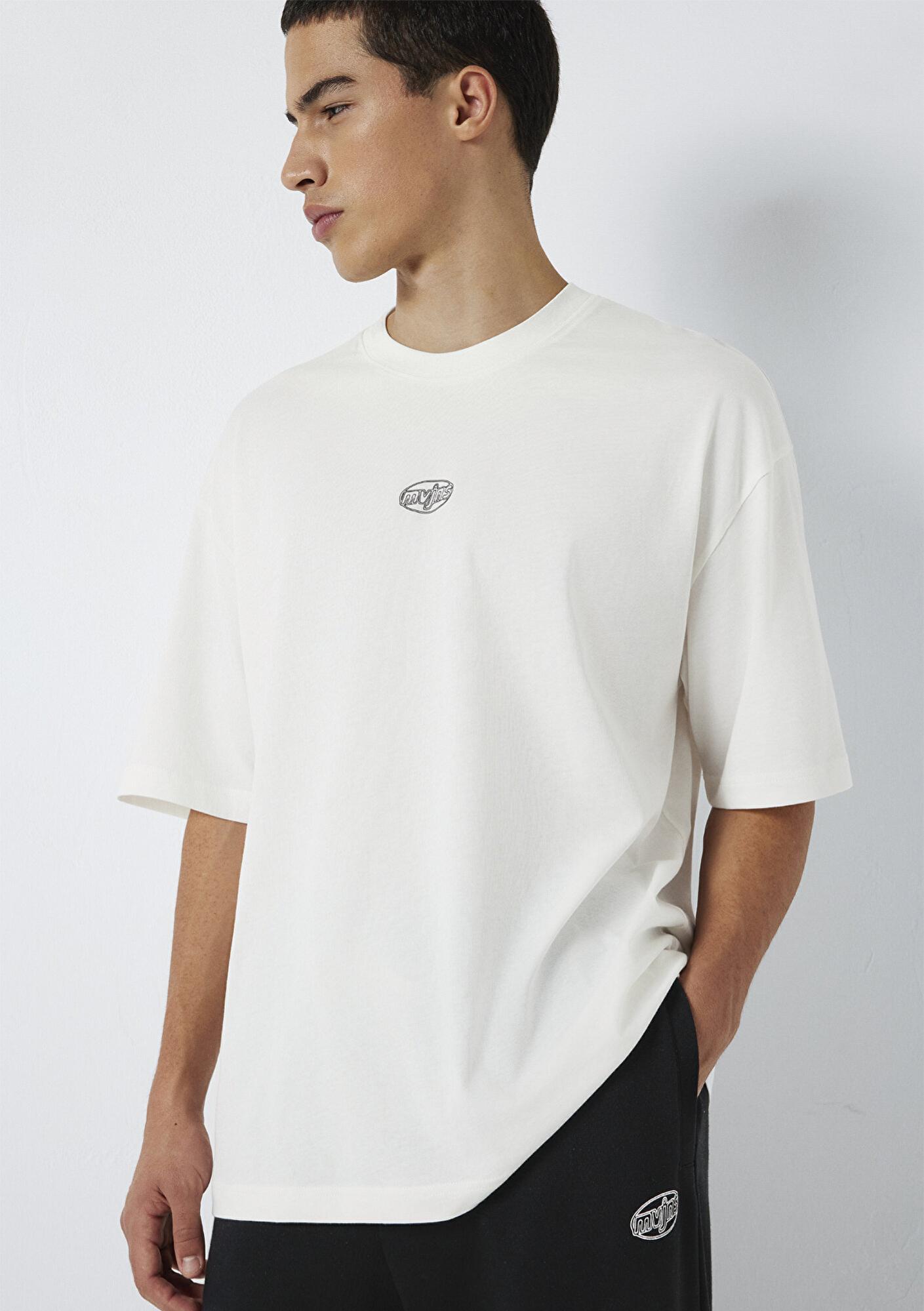 Mavi MVJNS Baskılı Ekru Tişört Oversize / Geniş Kesim 0613215-70057