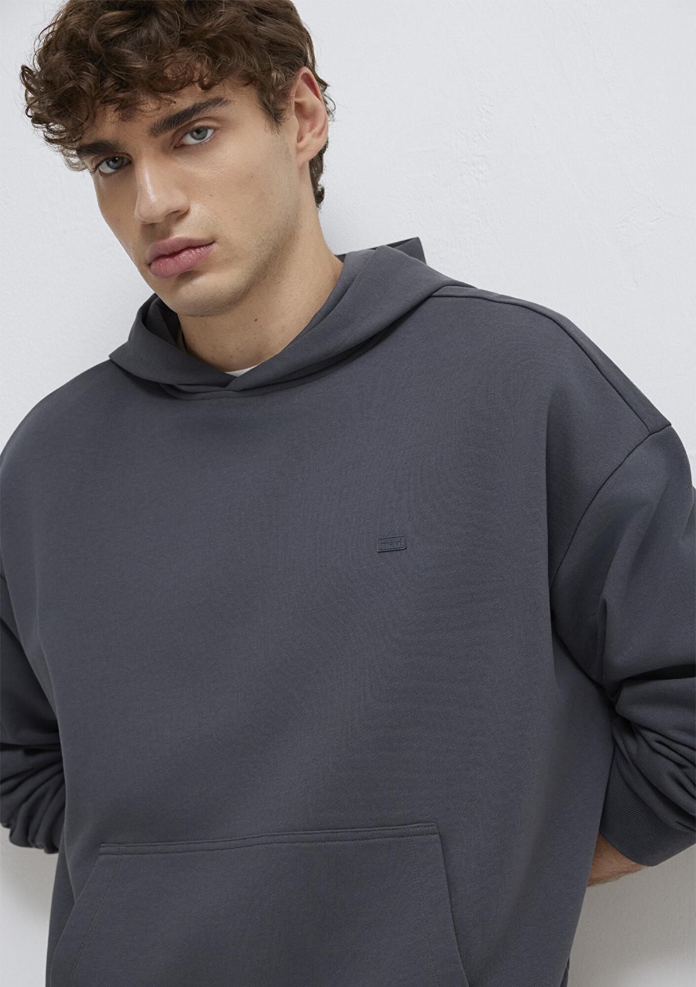 Mavi Kapüşonlu Antrasit Sweatshirt 0S10416-80955