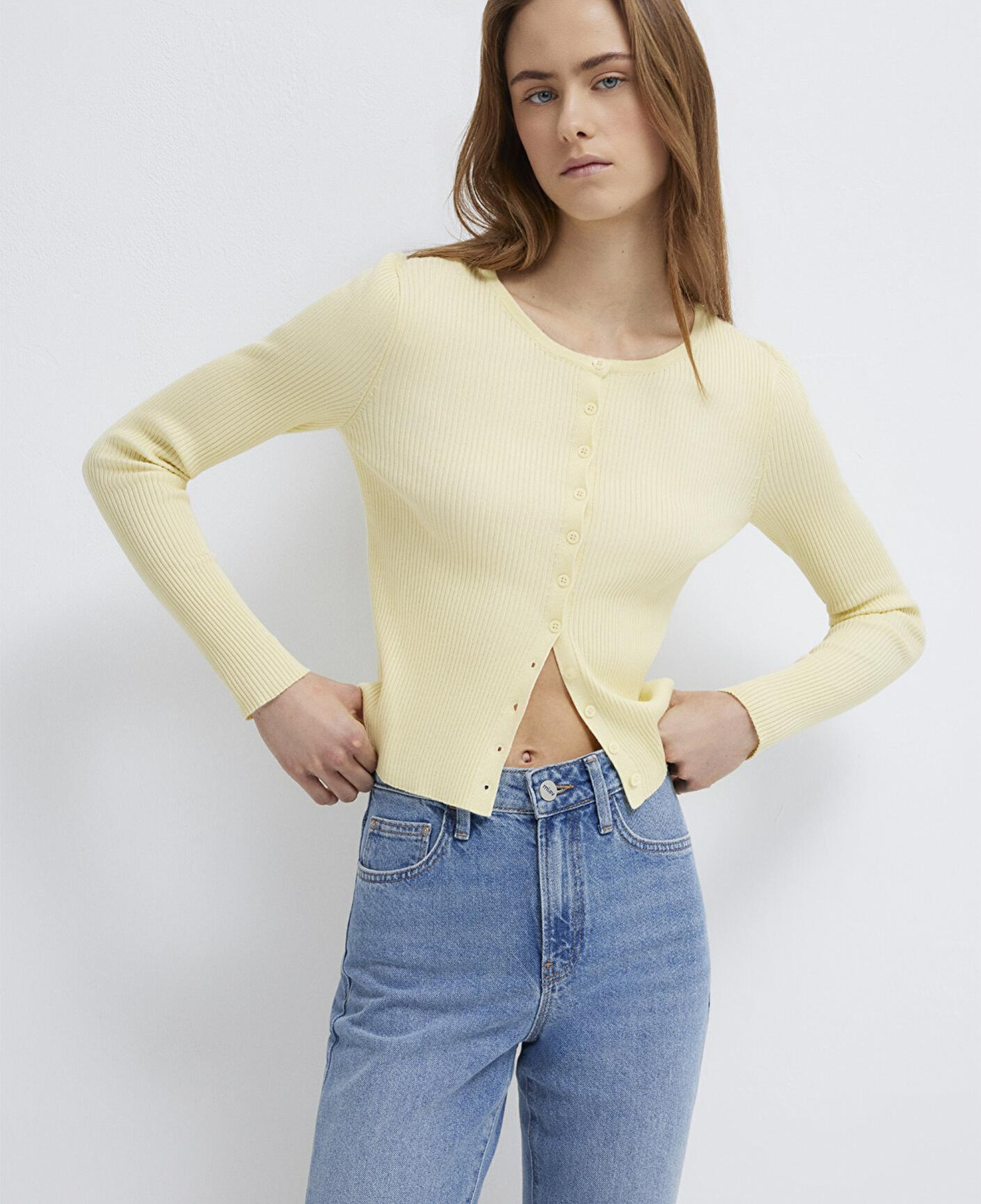 Mavi Sarı Hırka Fitted / Vücuda Oturan Kesim 1710846-71305