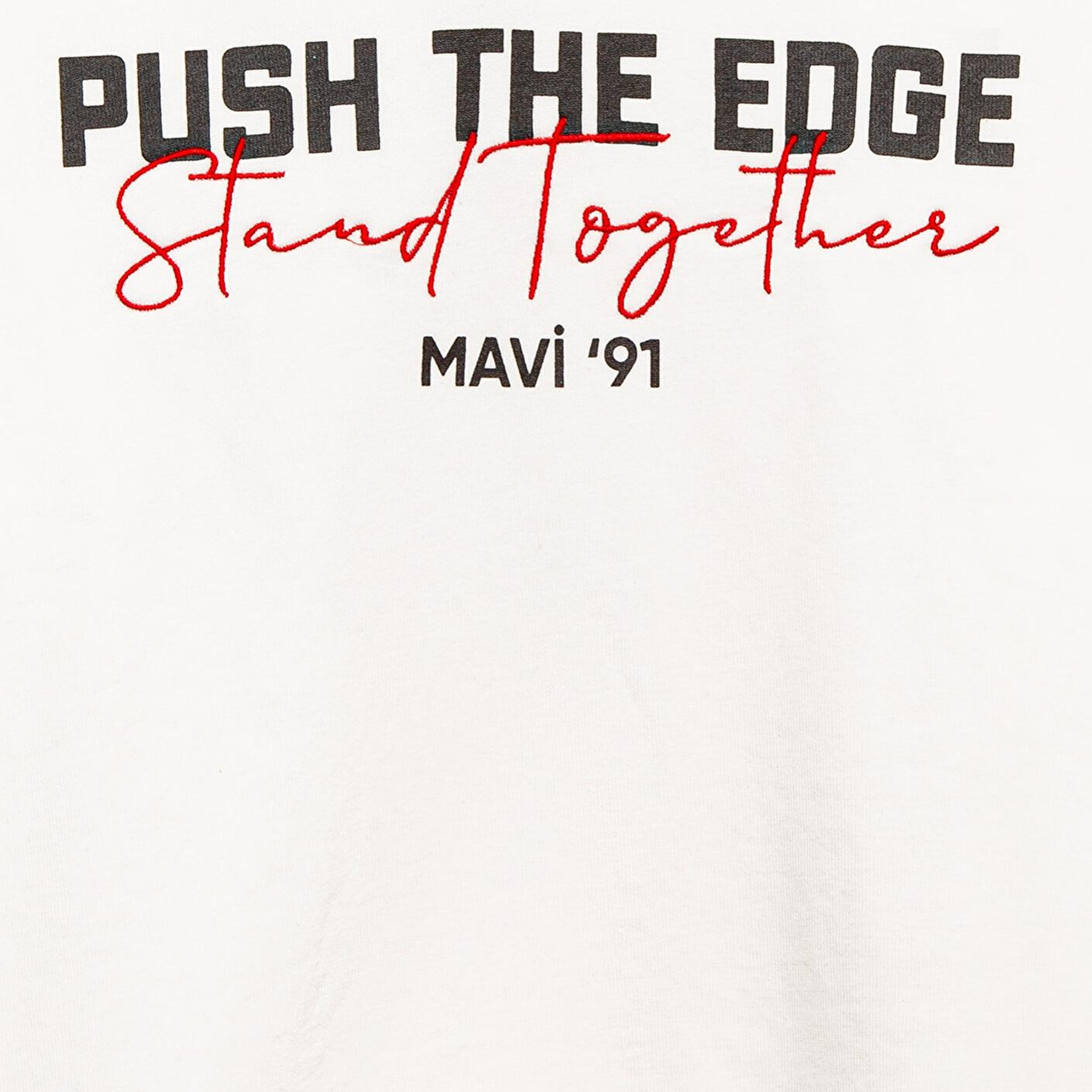 Mavi Stand Together Baskılı Kapüşonlu Ekru Sweatshirt 6S10181-70057