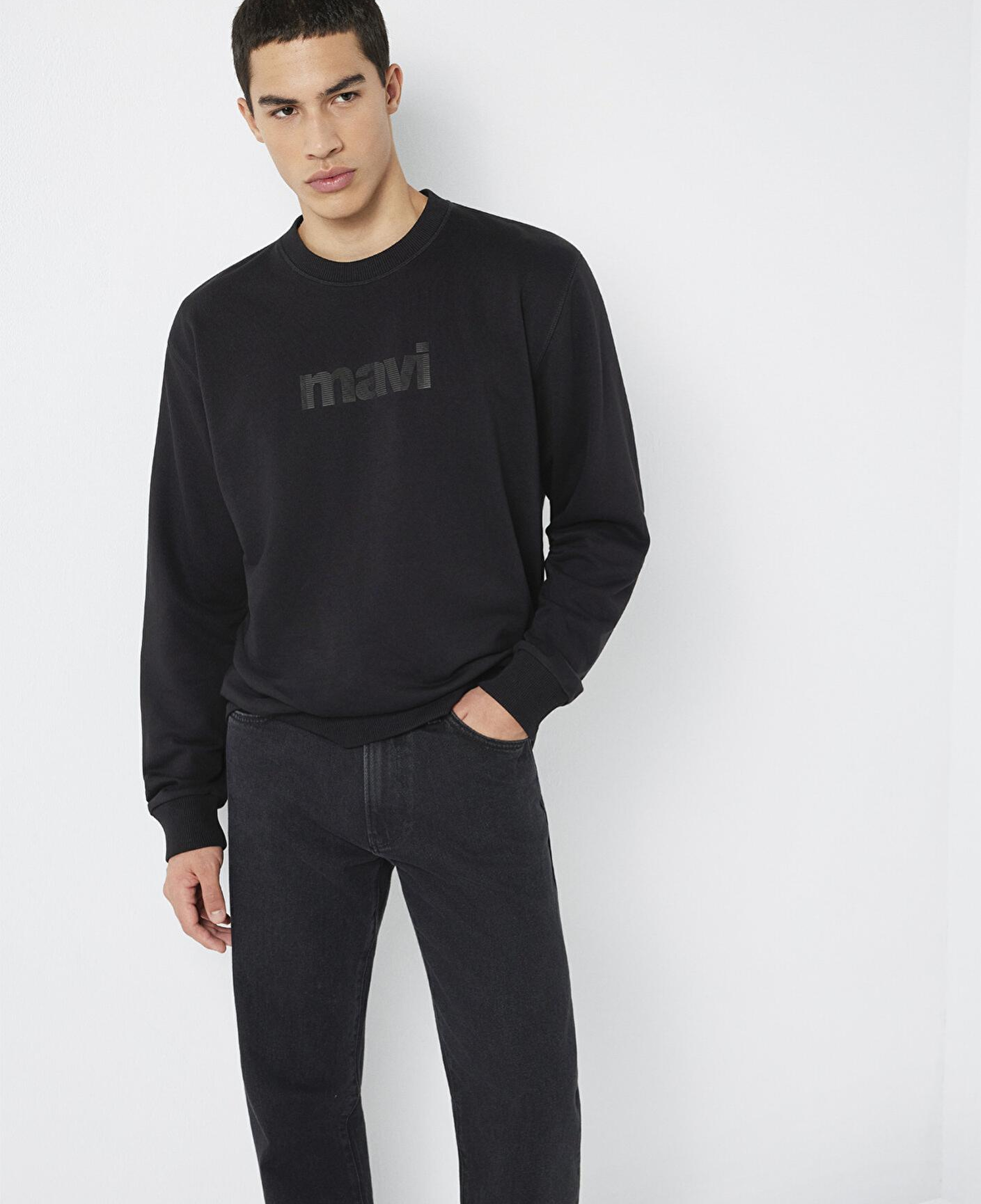 Mavi Mavi Logo Baskılı Bisiklet Yaka Siyah Sweatshirt 0S10551-900