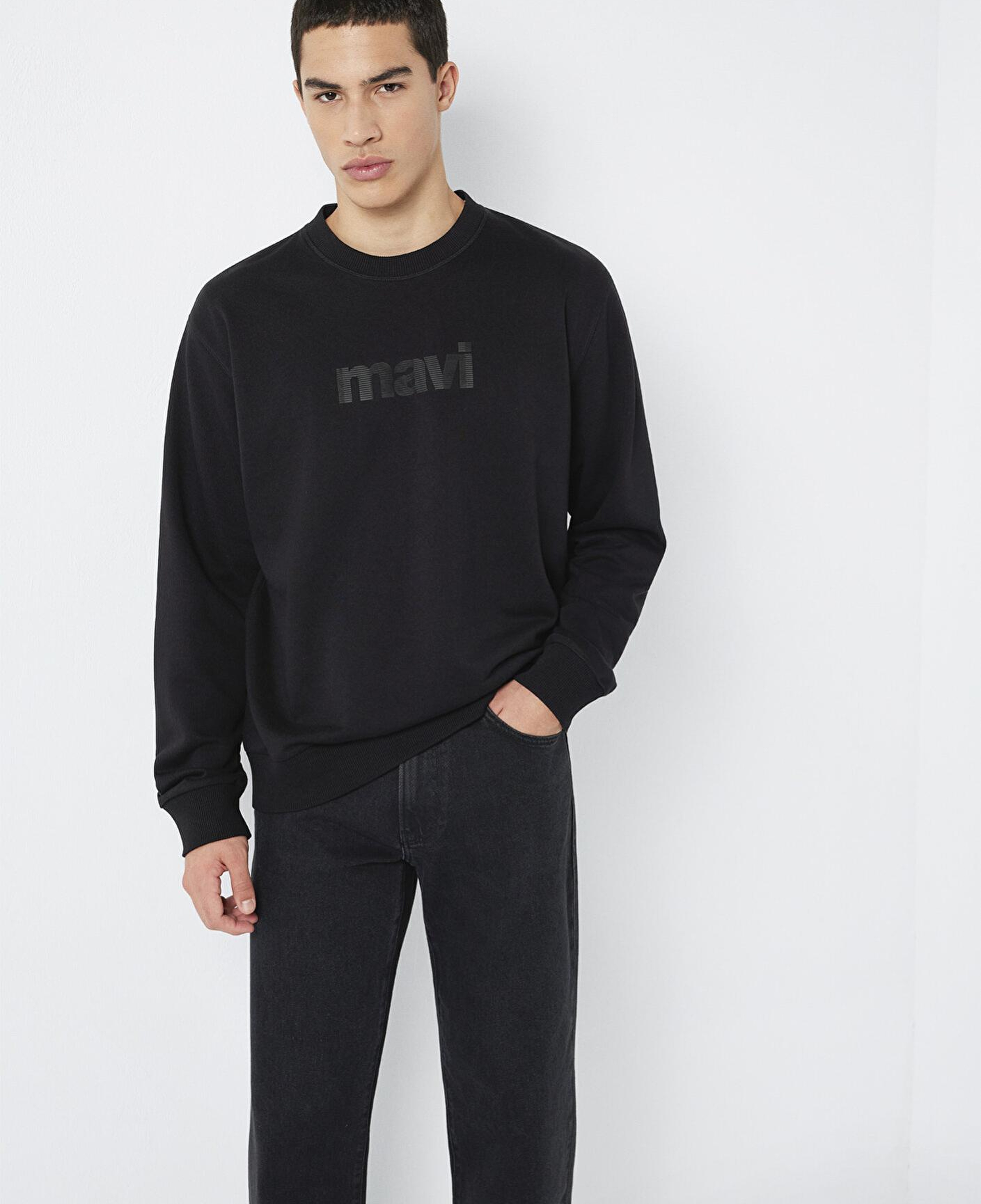 Mavi Mavi Logo Baskılı Bisiklet Yaka Siyah Sweatshirt 0S10551-900