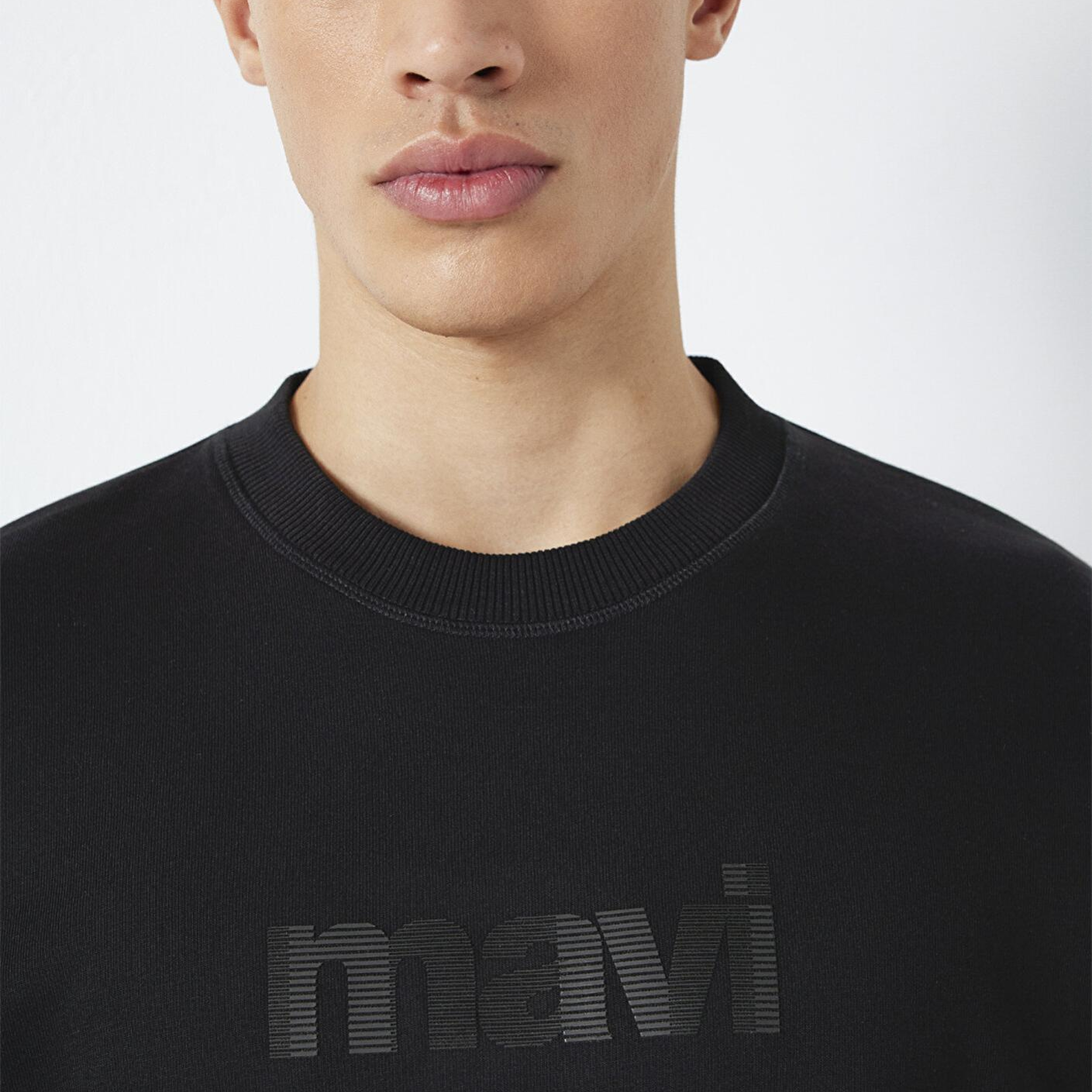Mavi Mavi Logo Baskılı Bisiklet Yaka Siyah Sweatshirt 0S10551-900