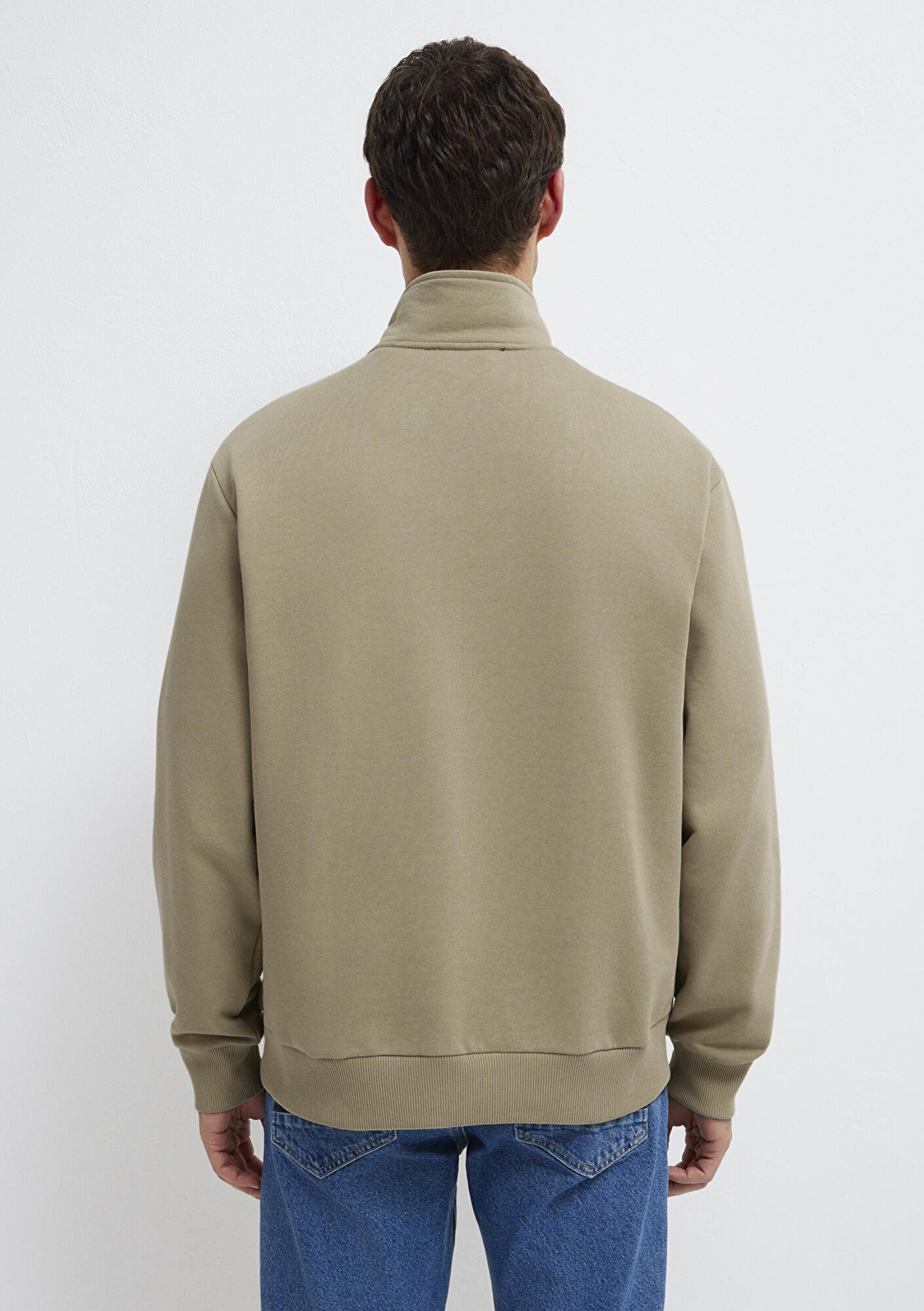 Mavi Yarı Fermuarlı Basic Bej Sweatshirt 0S10419-70204