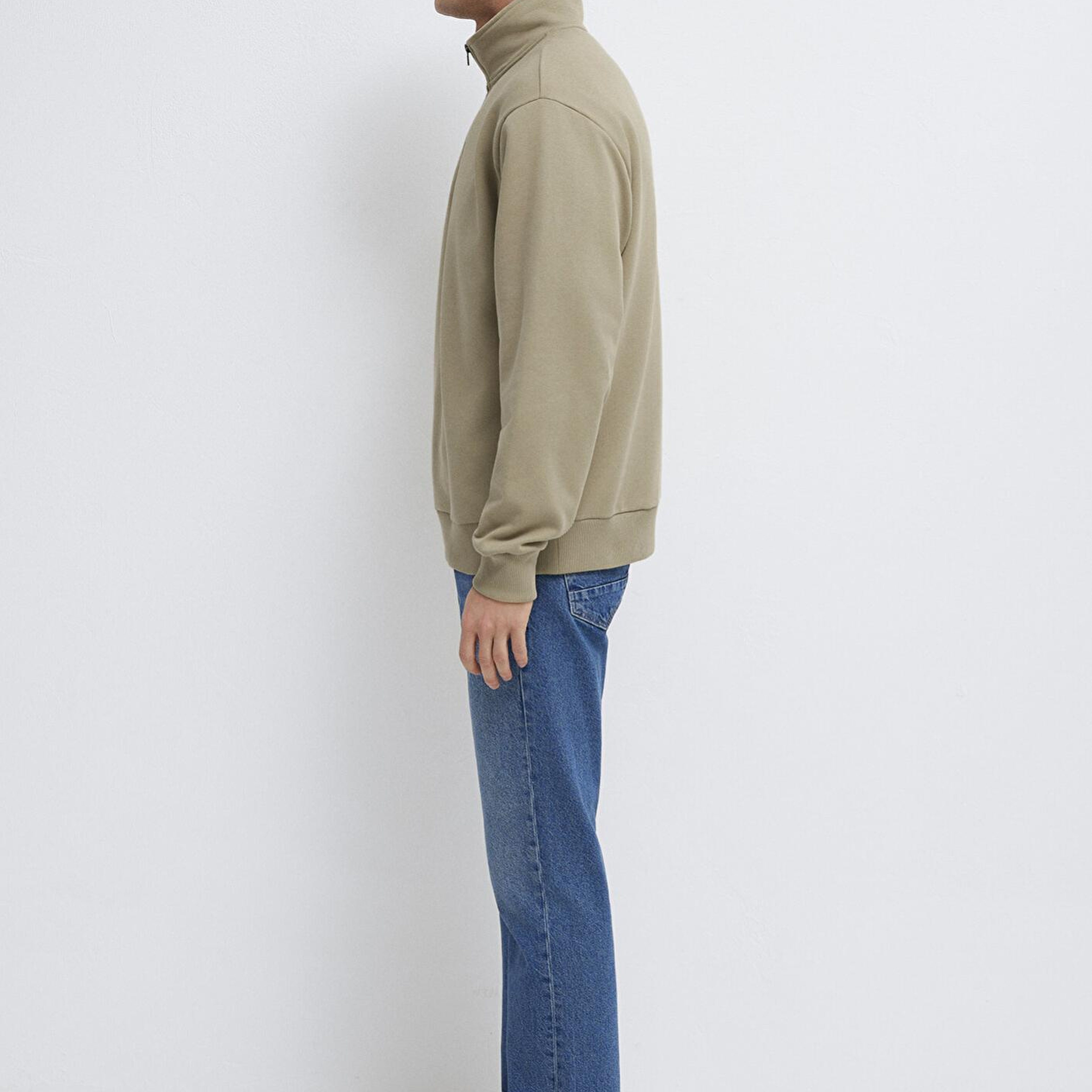 Mavi Yarı Fermuarlı Basic Bej Sweatshirt 0S10419-70204