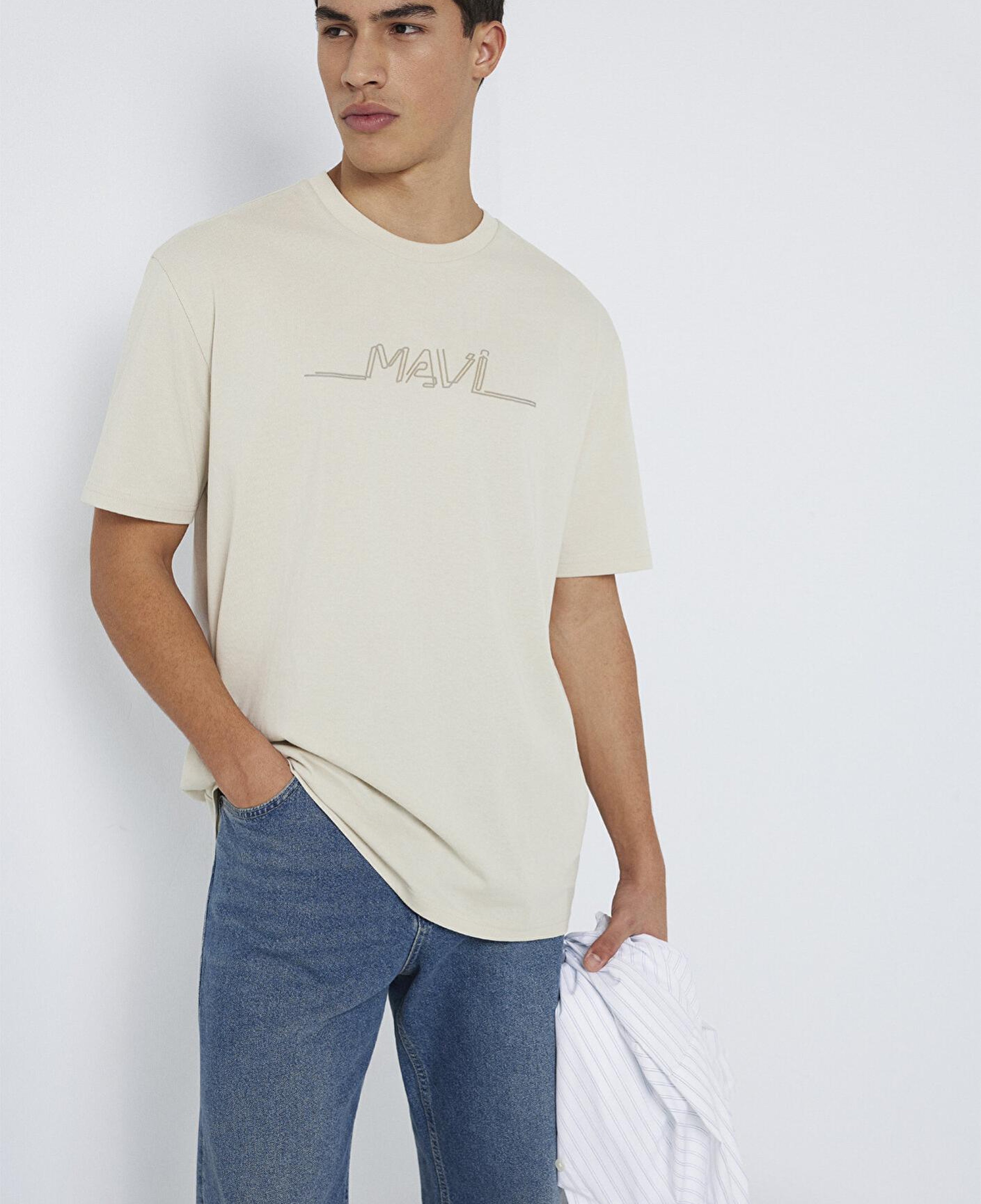 Mavi Mavi Baskılı Bej Tişört Loose Fit / Bol Rahat Kesim 0613128-70144