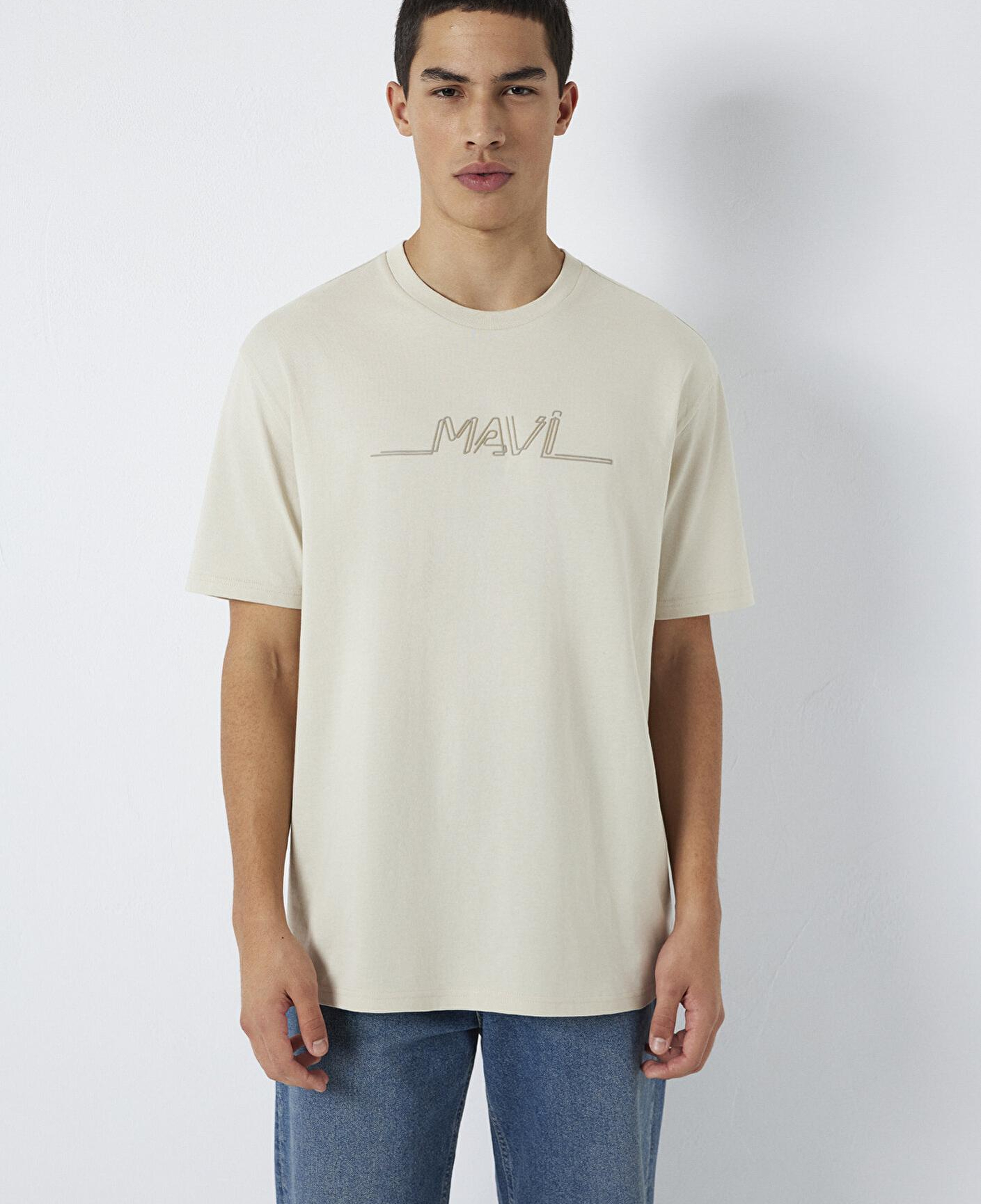 Mavi Mavi Baskılı Bej Tişört Loose Fit / Bol Rahat Kesim 0613128-70144