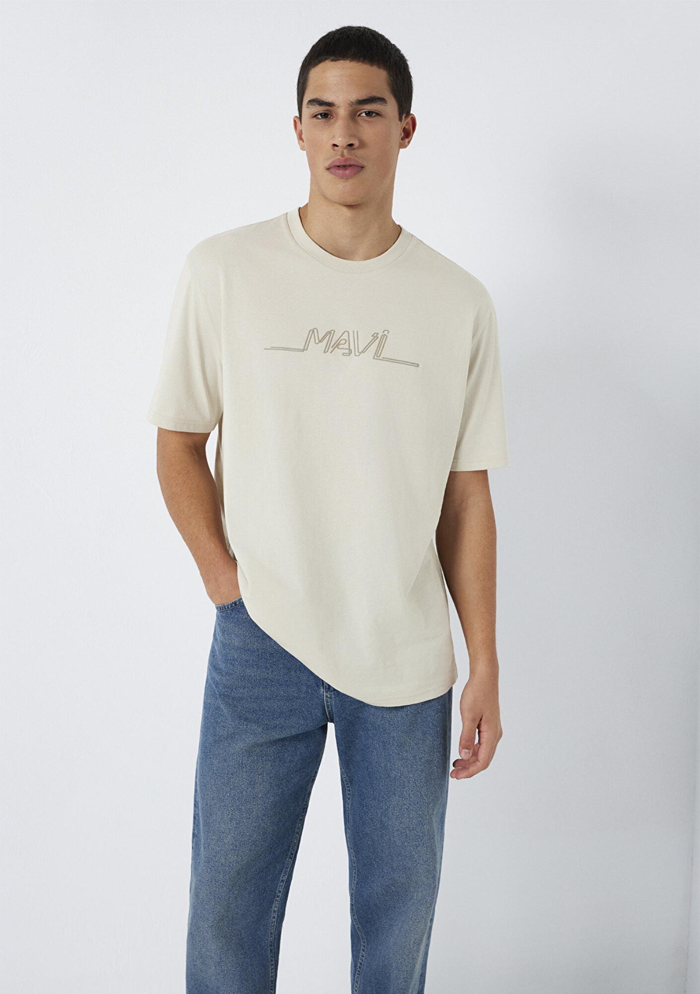 Mavi Mavi Baskılı Bej Tişört Loose Fit / Bol Rahat Kesim 0613128-70144