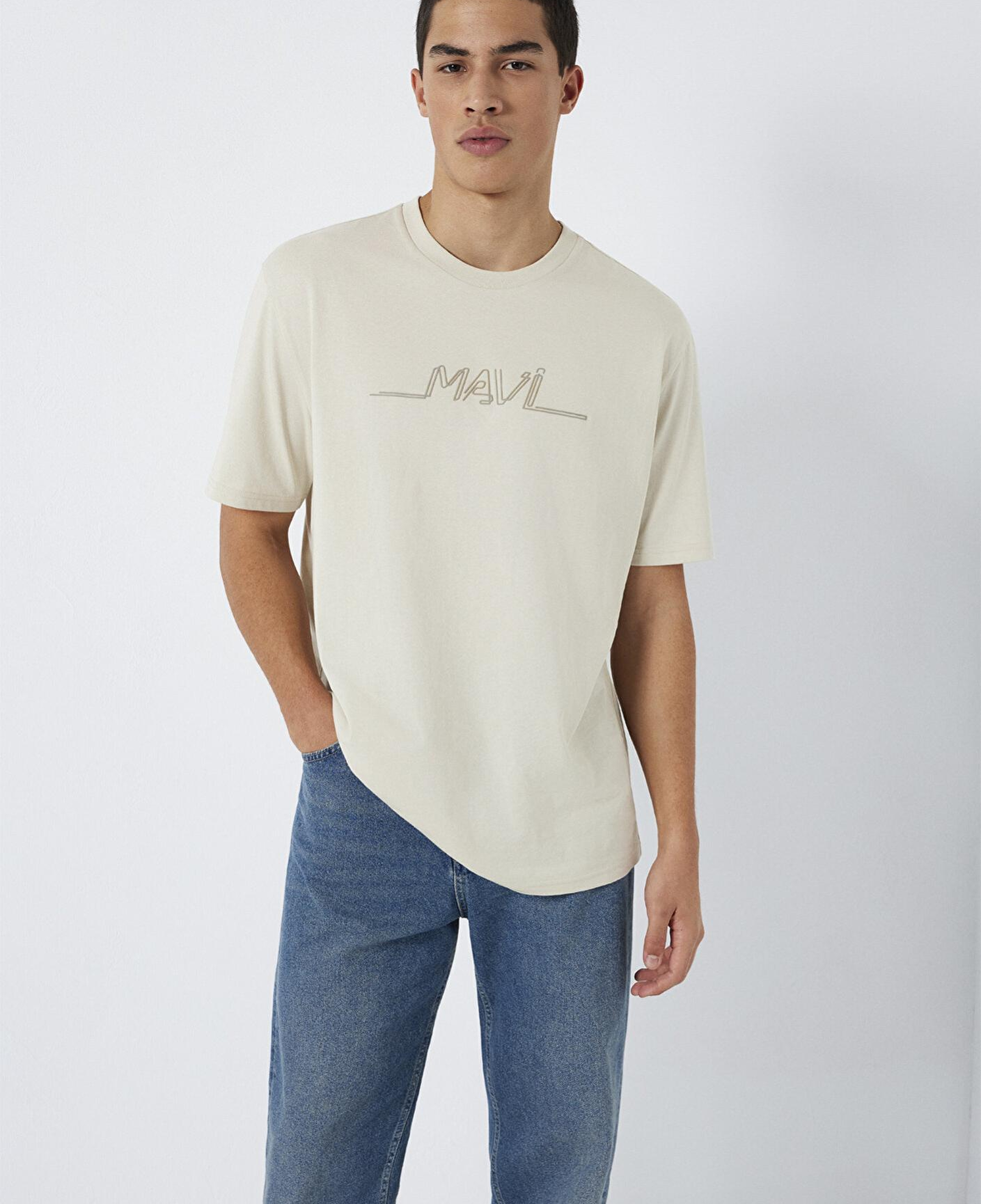 Mavi Mavi Baskılı Bej Tişört Loose Fit / Bol Rahat Kesim 0613128-70144