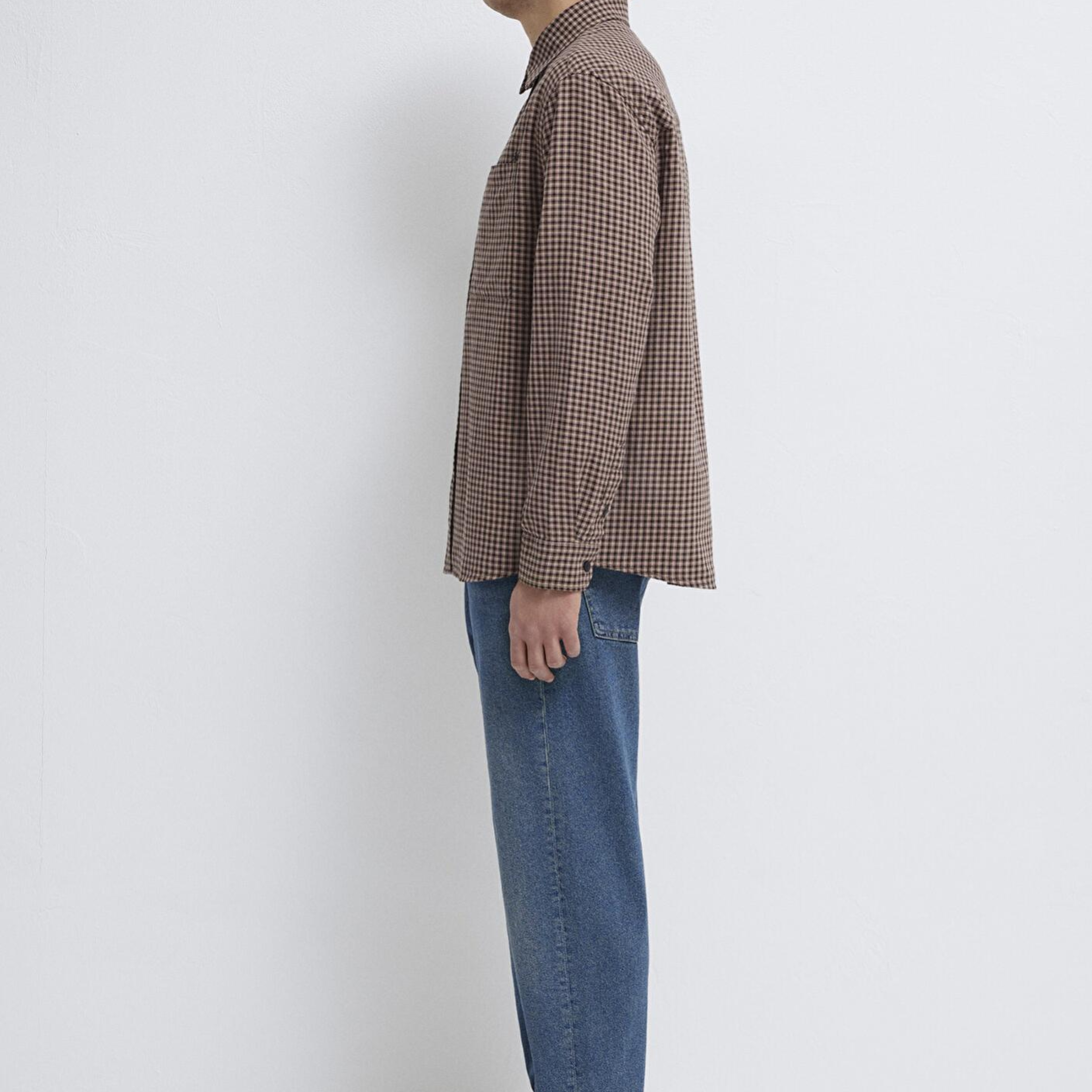 Mavi Bordo Ekose Gömlek Loose Fit / Bol Rahat Kesim 0211887-91419