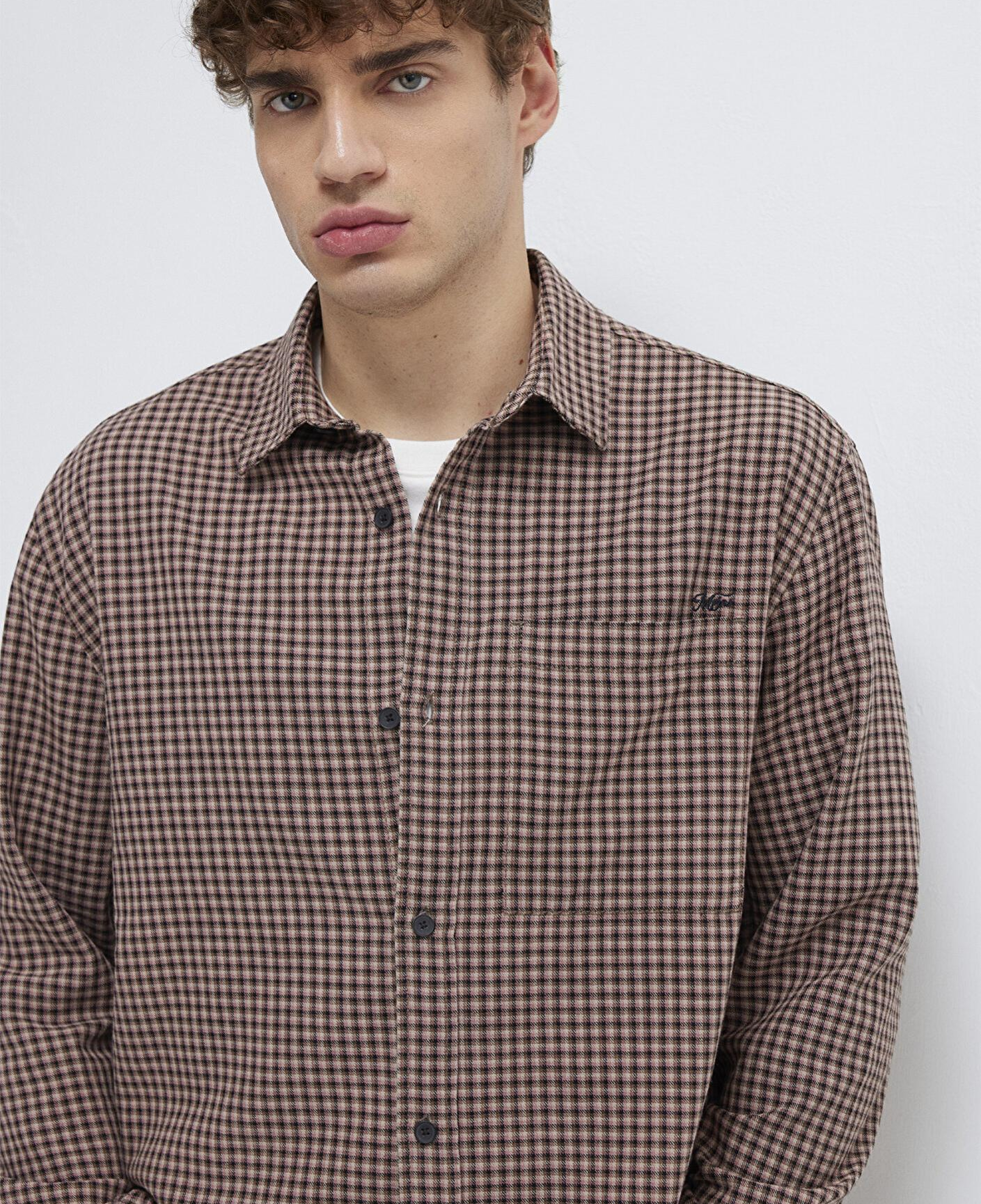 Mavi Bordo Ekose Gömlek Loose Fit / Bol Rahat Kesim 0211887-91419