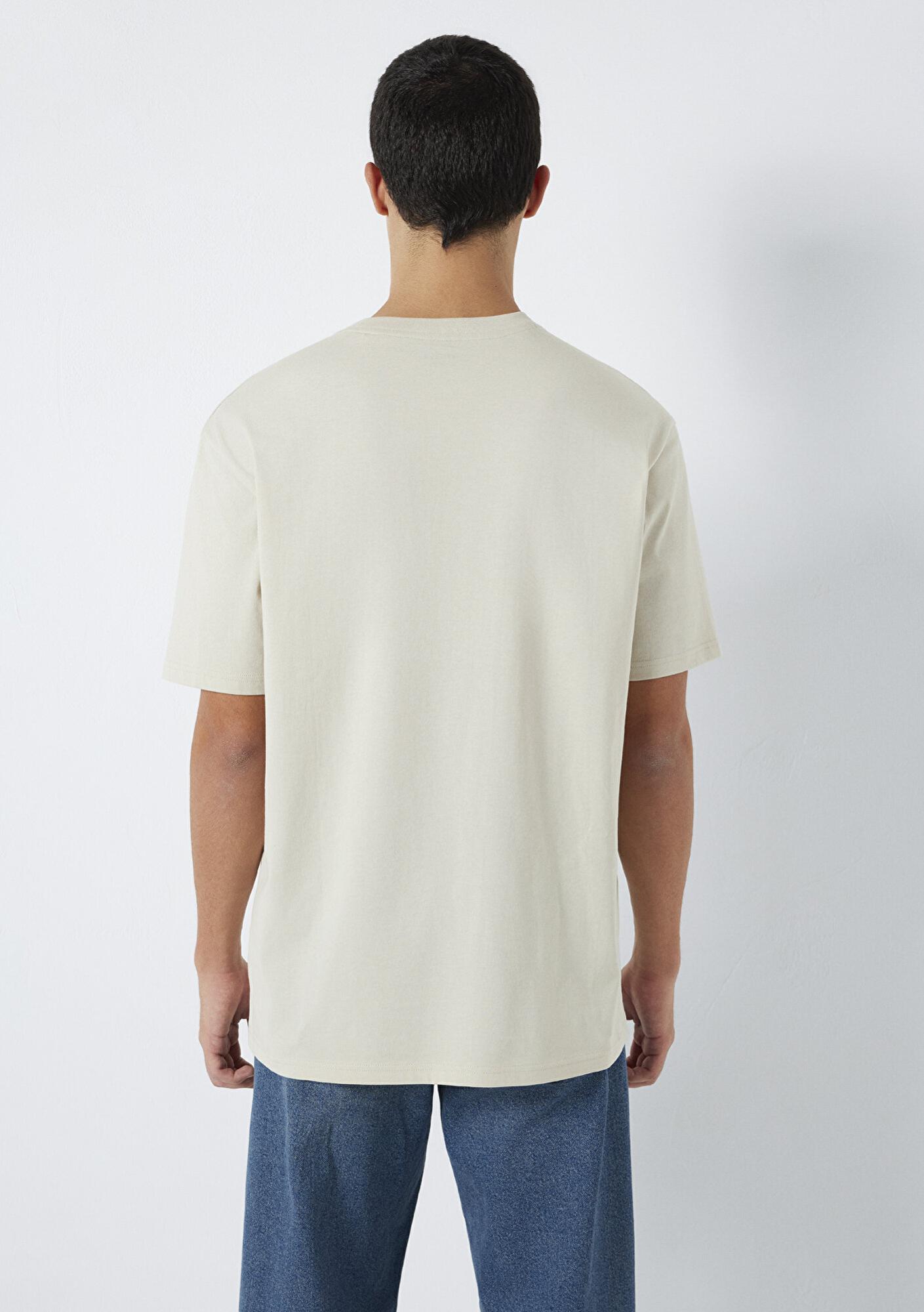 Mavi Mavi Baskılı Bej Tişört Loose Fit / Bol Rahat Kesim 0613128-70144