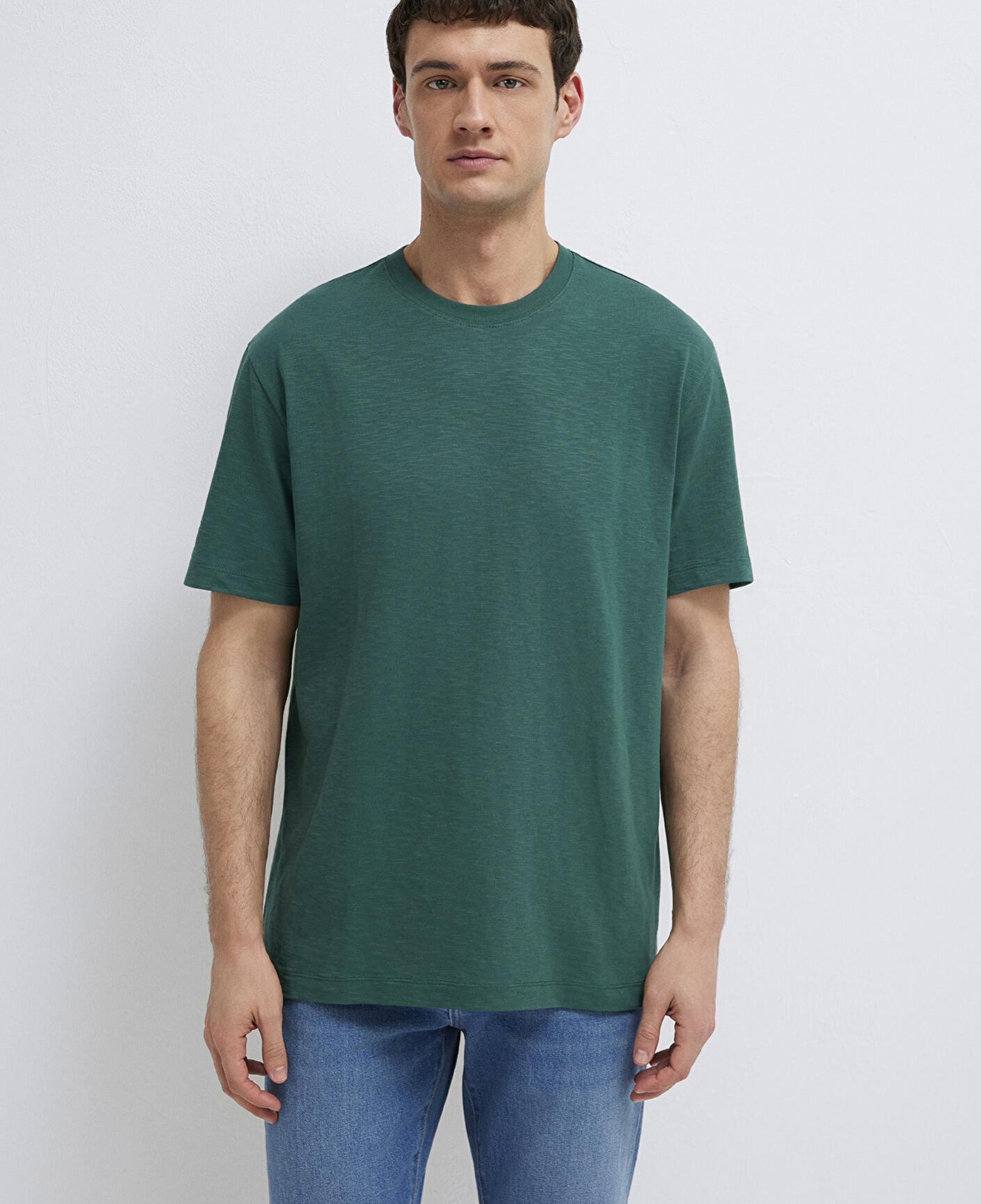 Mavi Yeşil Basic Tişört Loose Fit / Bol Rahat Kesim 0613146-71930