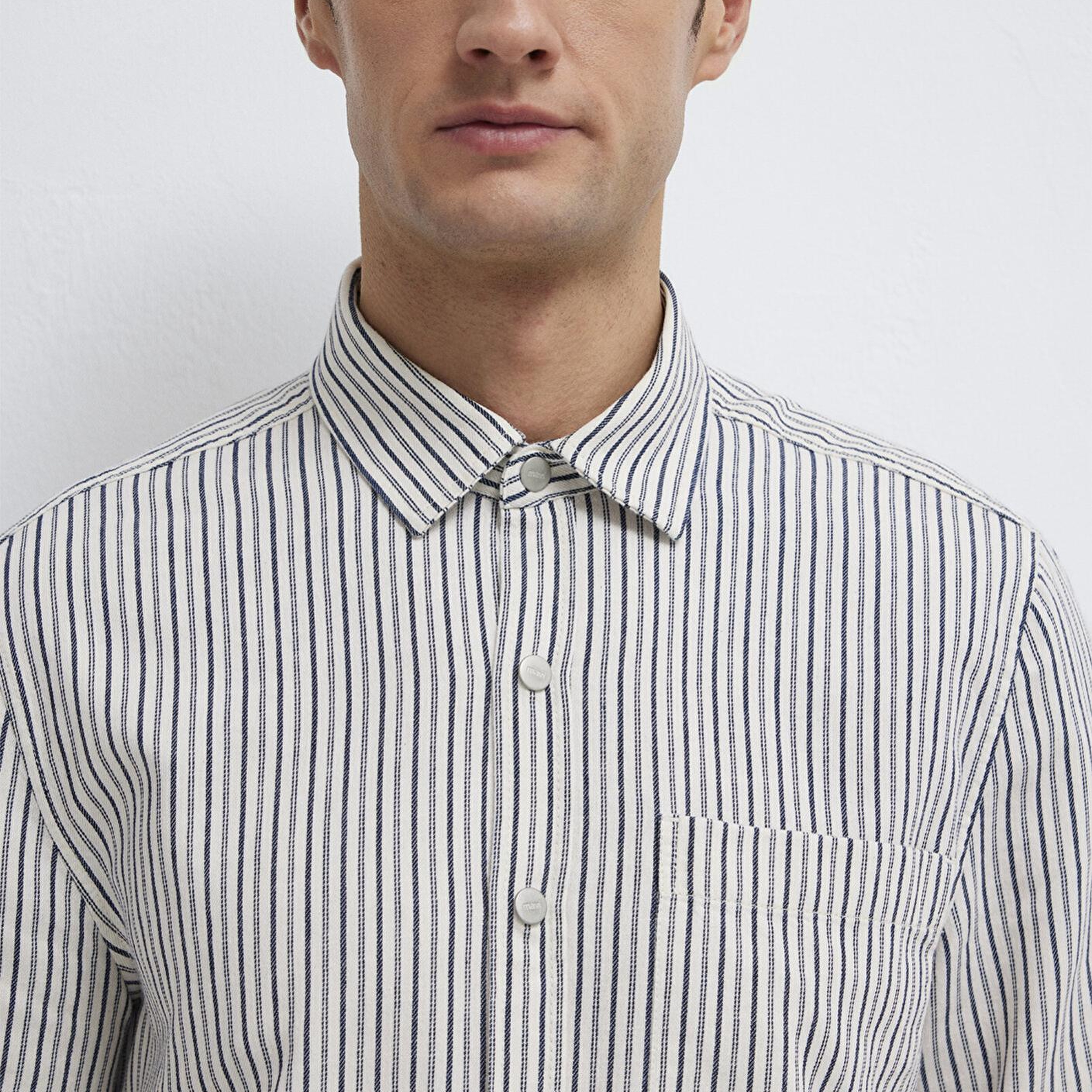 Mavi Çizgili Beyaz Gömlek Regular Fit / Normal Kesim 0211914-18790