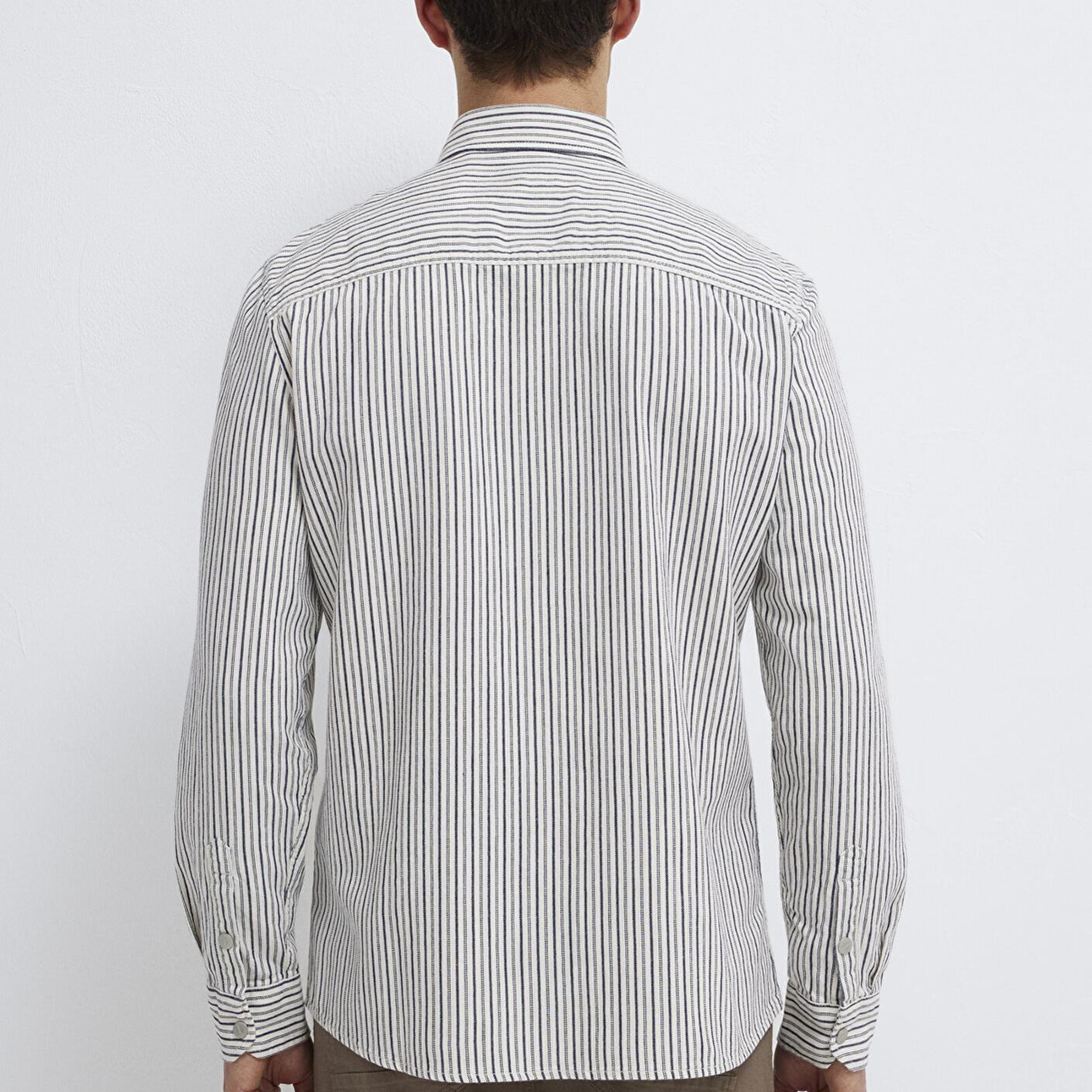 Mavi Çizgili Beyaz Gömlek Regular Fit / Normal Kesim 0211914-18790