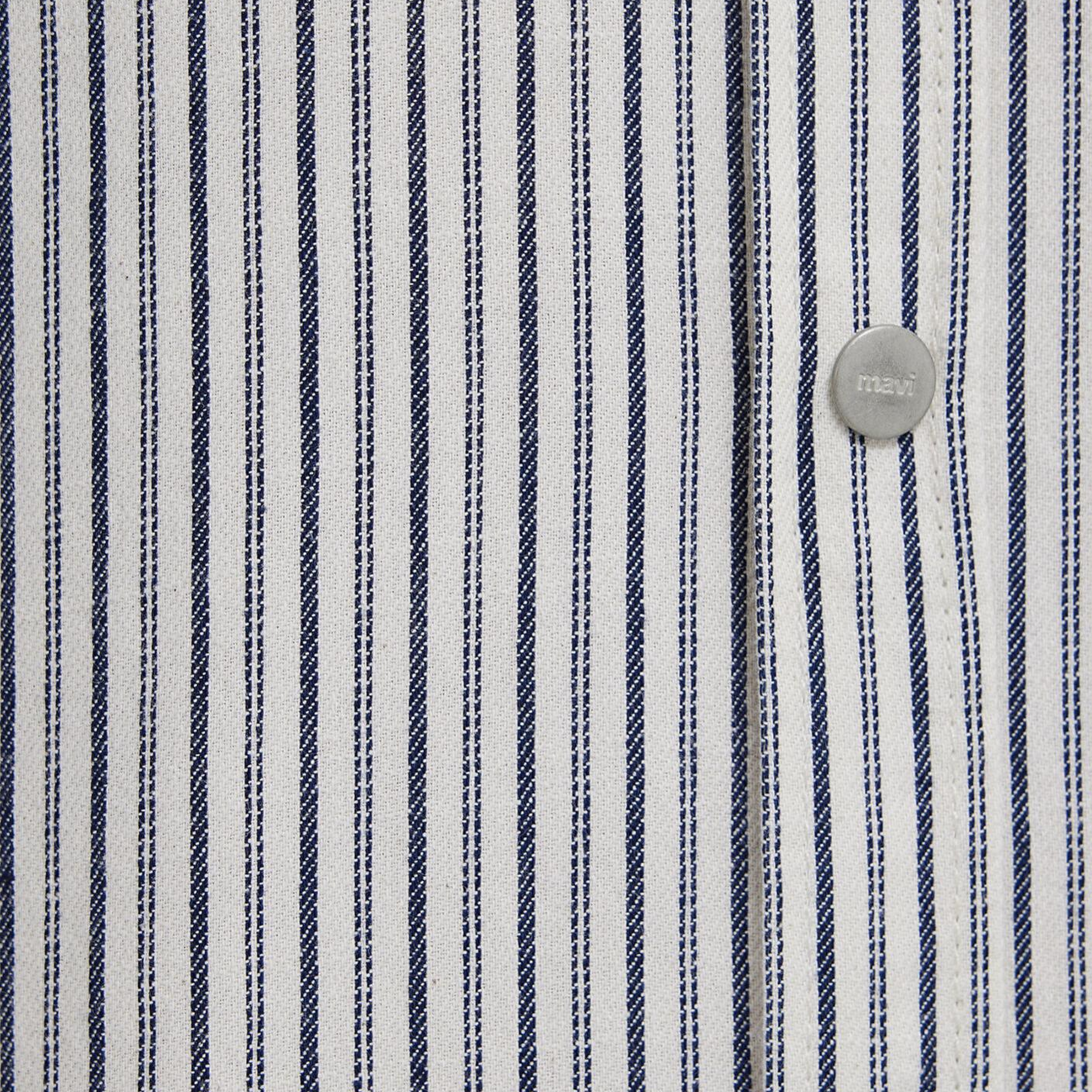 Mavi Çizgili Beyaz Gömlek Regular Fit / Normal Kesim 0211914-18790