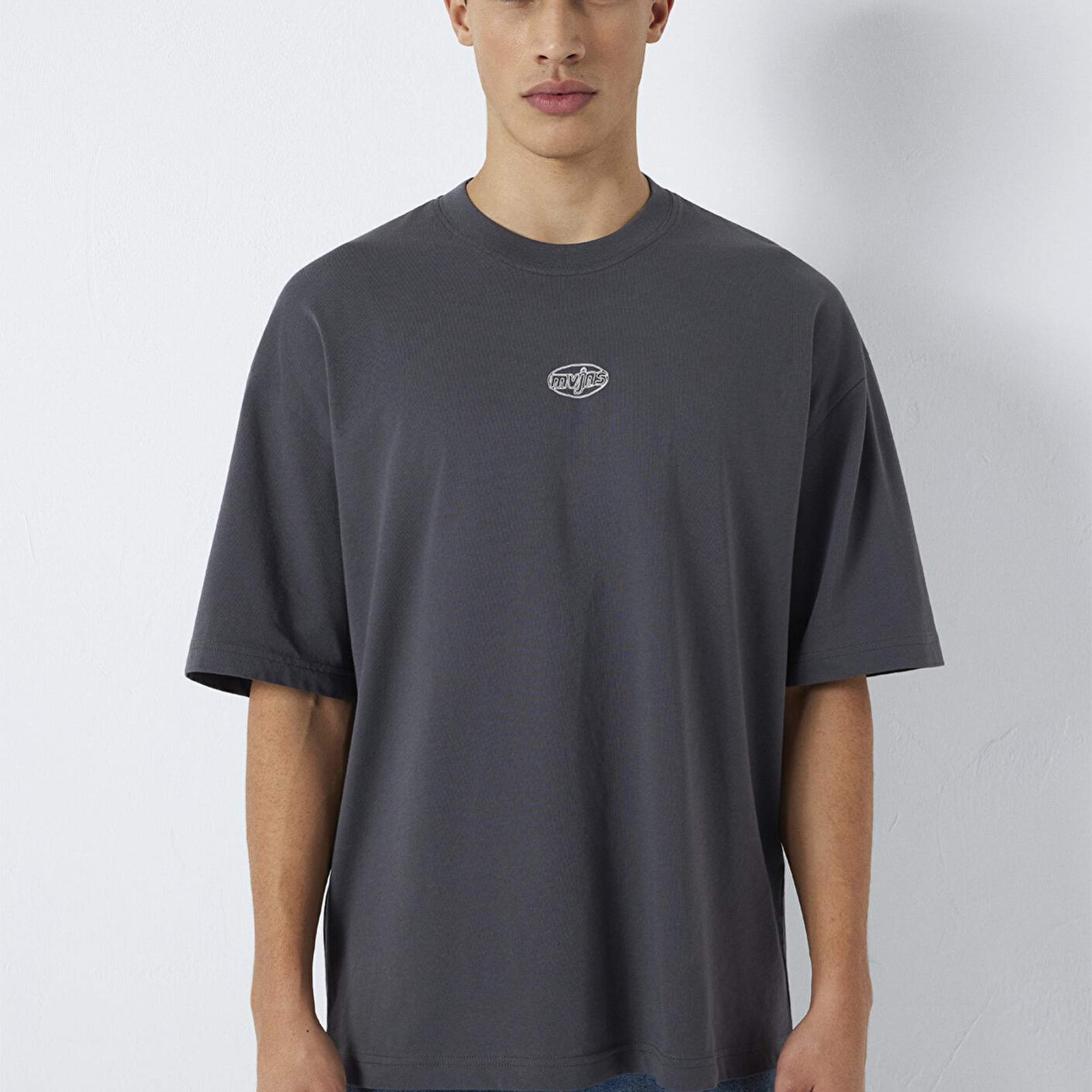 Mavi MVJNS Baskılı Antrasit Tişört Oversize / Geniş Kesim 0613215-80955