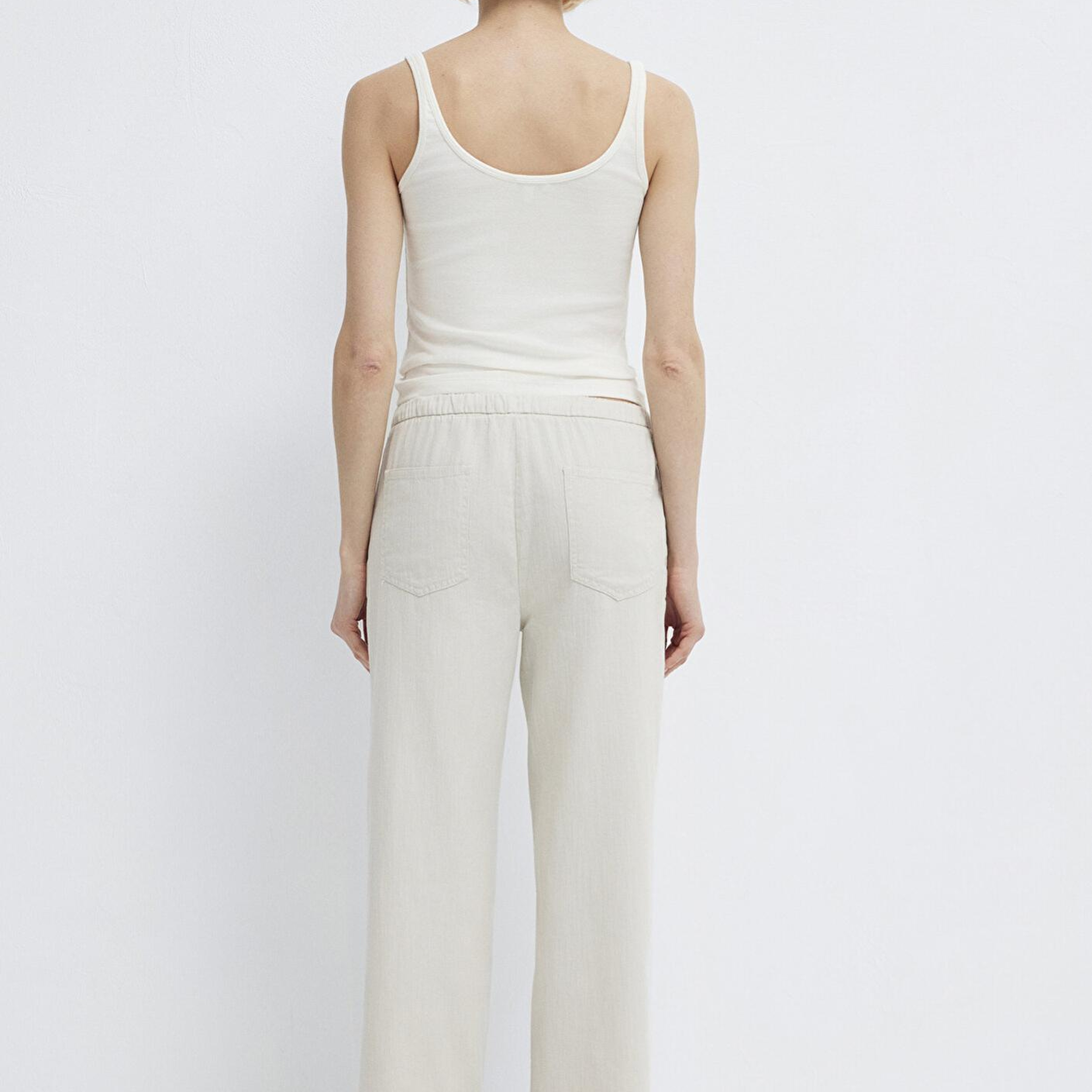 Mavi Bağcık Detaylı Bej Pantolon 1011203-35043