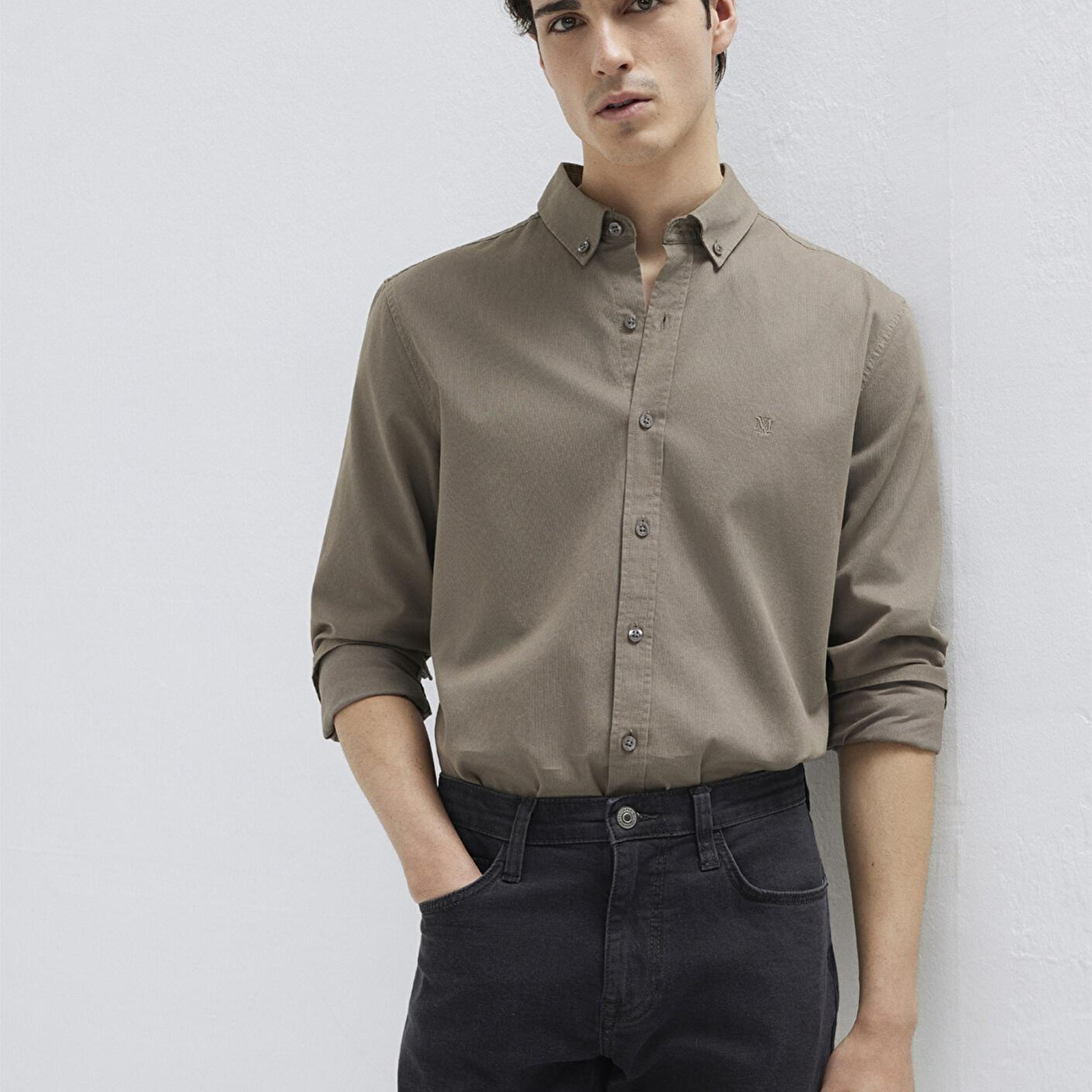 Mavi M Logo Nakışlı Kahverengi Gömlek Slim Fit / Dar Kesim 0211192-83866