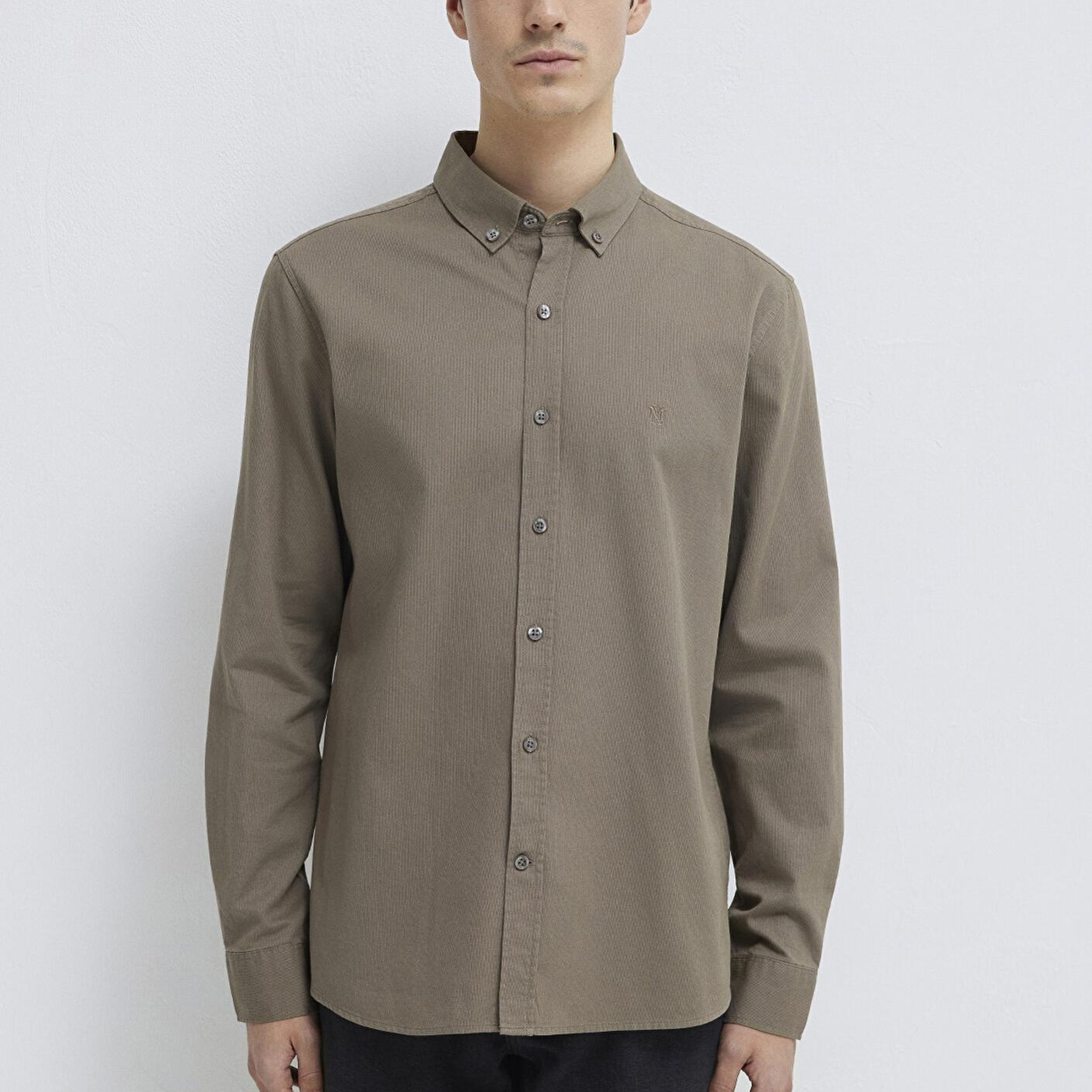 Mavi M Logo Nakışlı Kahverengi Gömlek Slim Fit / Dar Kesim 0211192-83866
