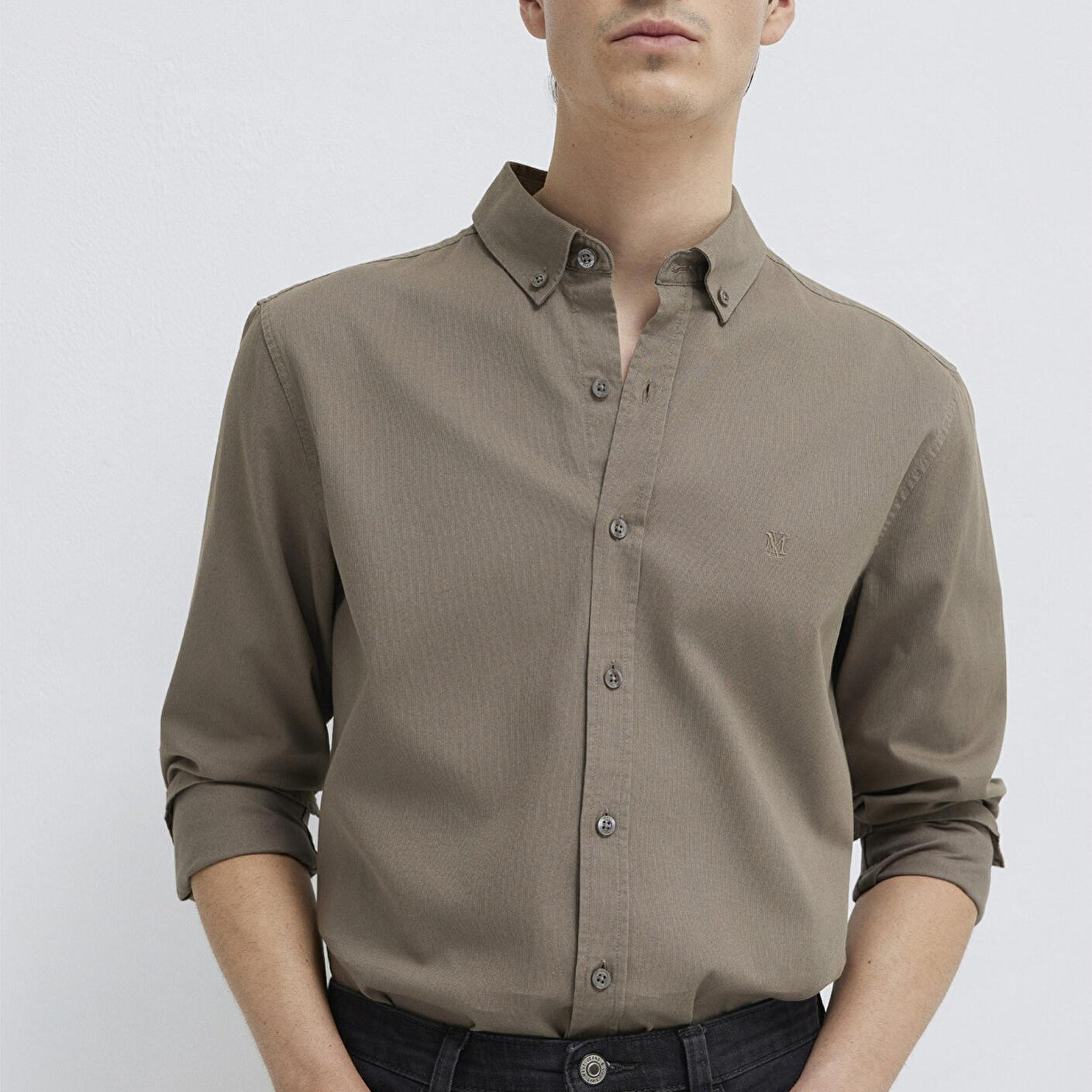 Mavi M Logo Nakışlı Kahverengi Gömlek Slim Fit / Dar Kesim 0211192-83866