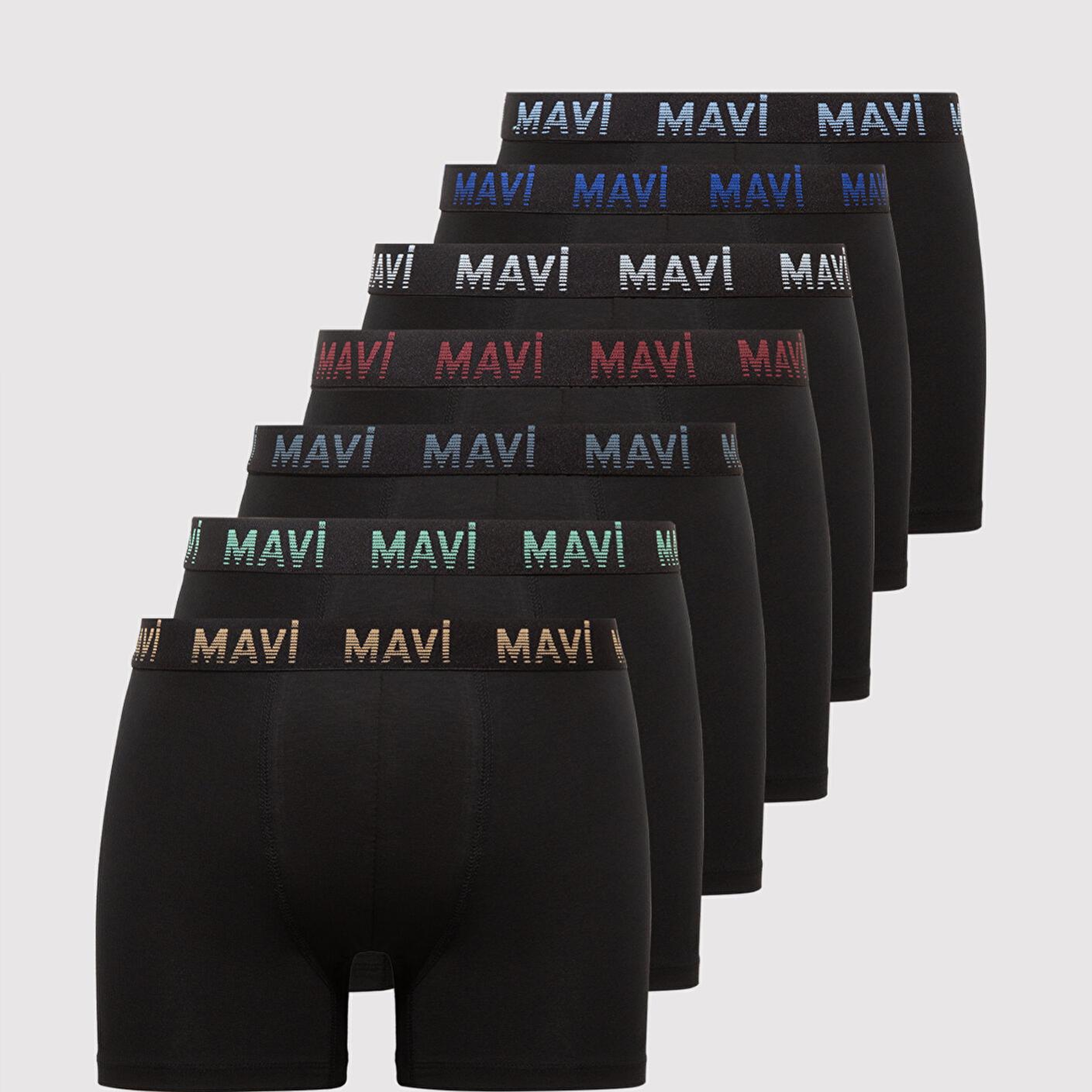 Mavi 7li Siyah Basic Boxer 0912287-900