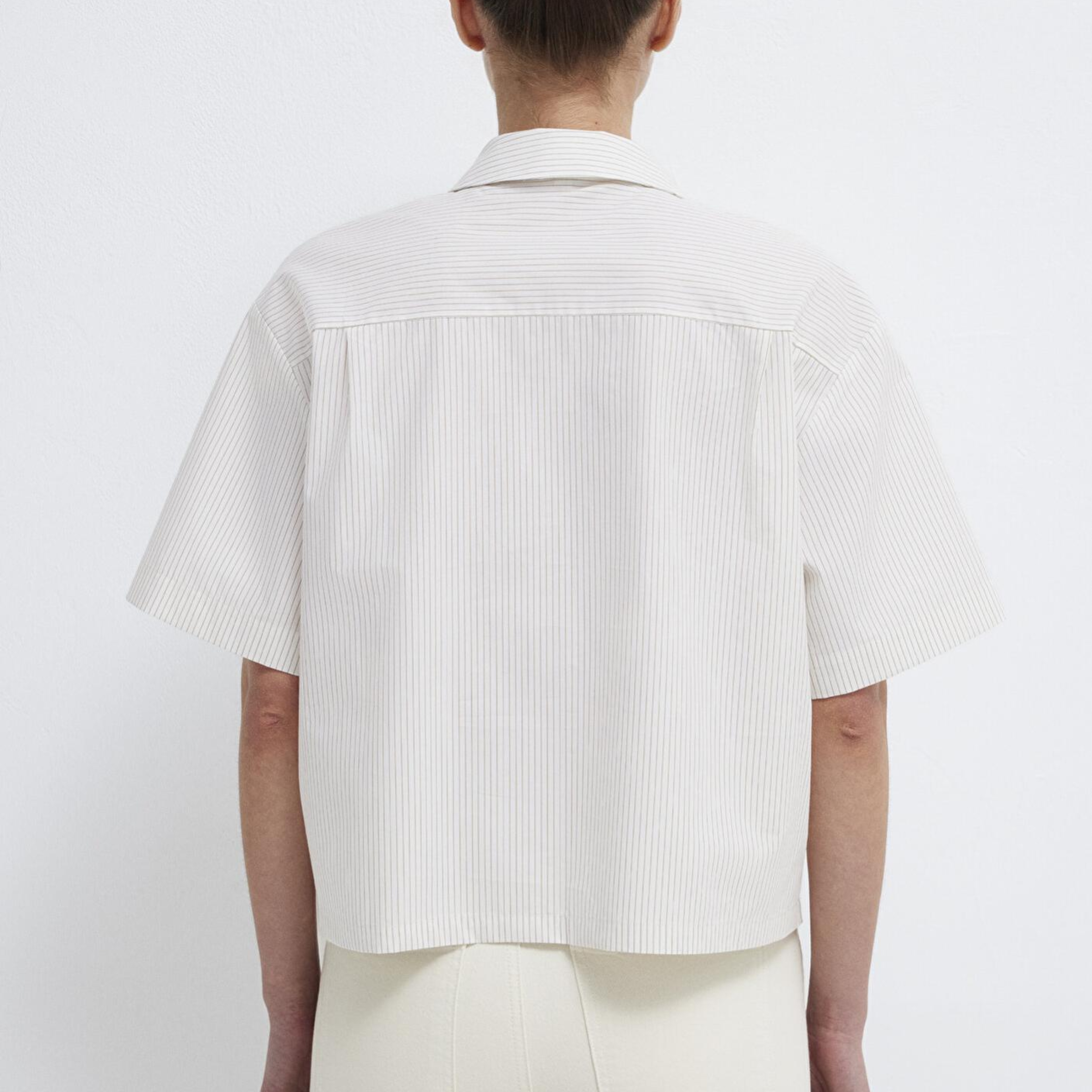 Mavi Kısa Kollu Cepli Ekru Bluz 1211377-82759