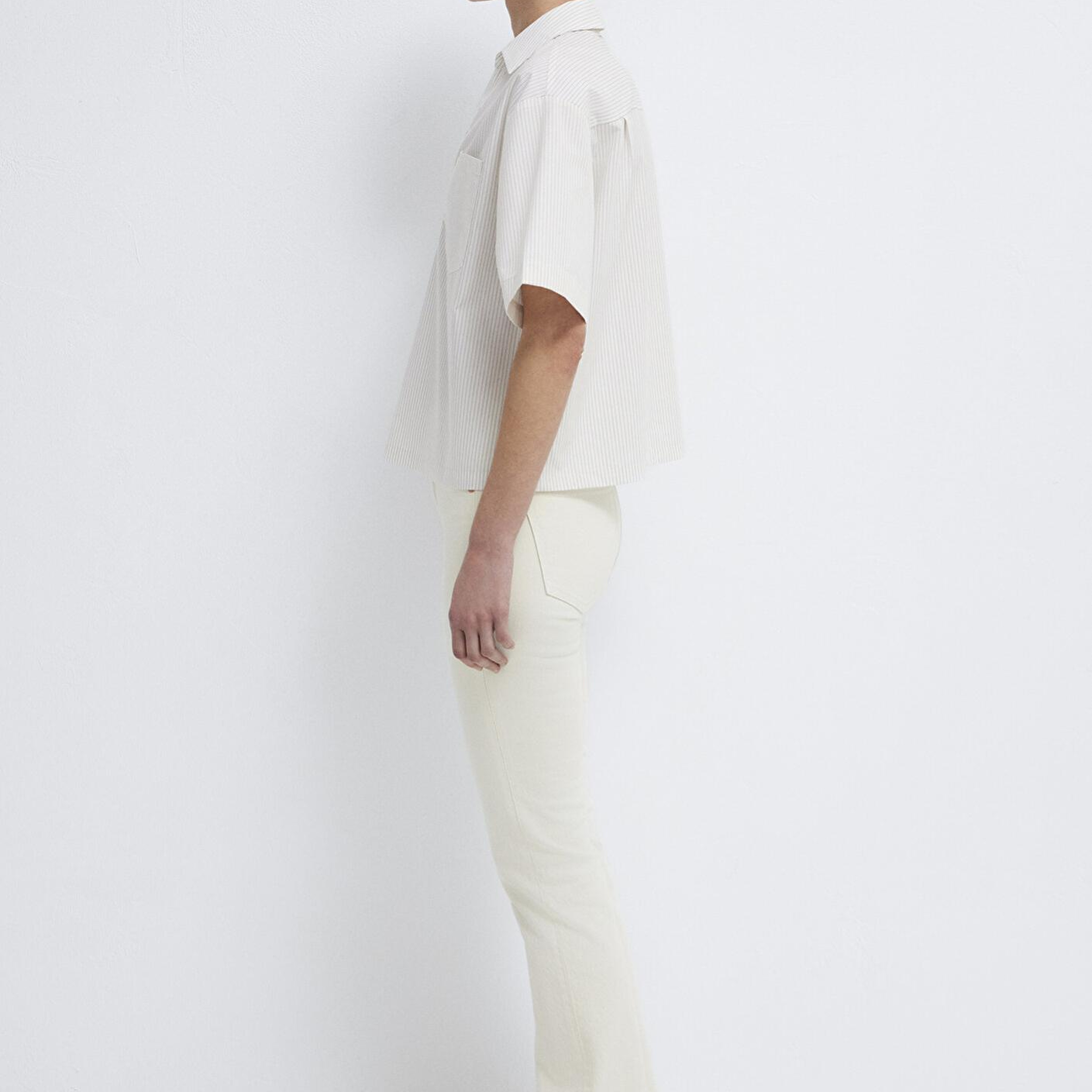 Mavi Kısa Kollu Cepli Ekru Bluz 1211377-82759