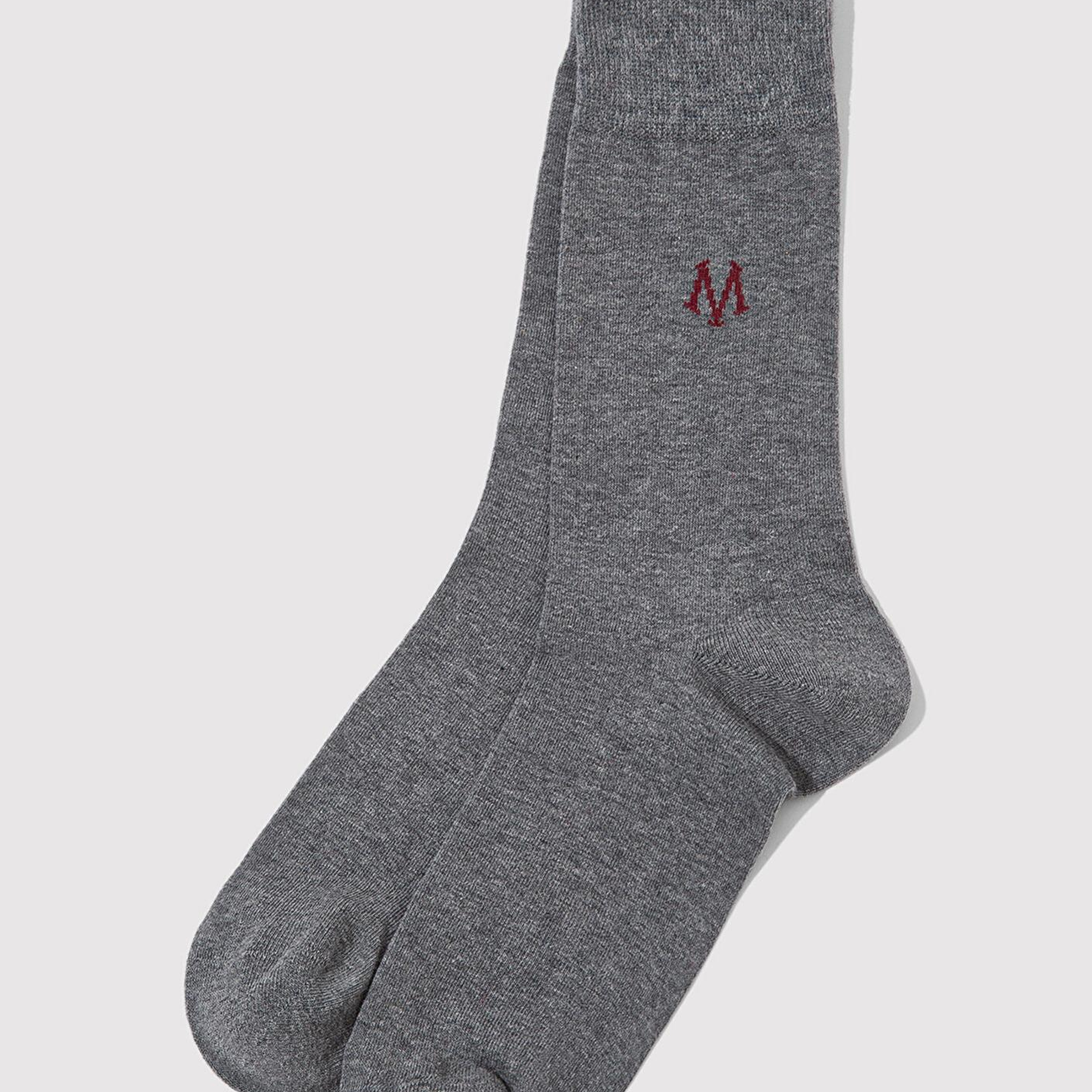 Mavi M Logo Baskılı Gri Soket Çorap 090250-24674