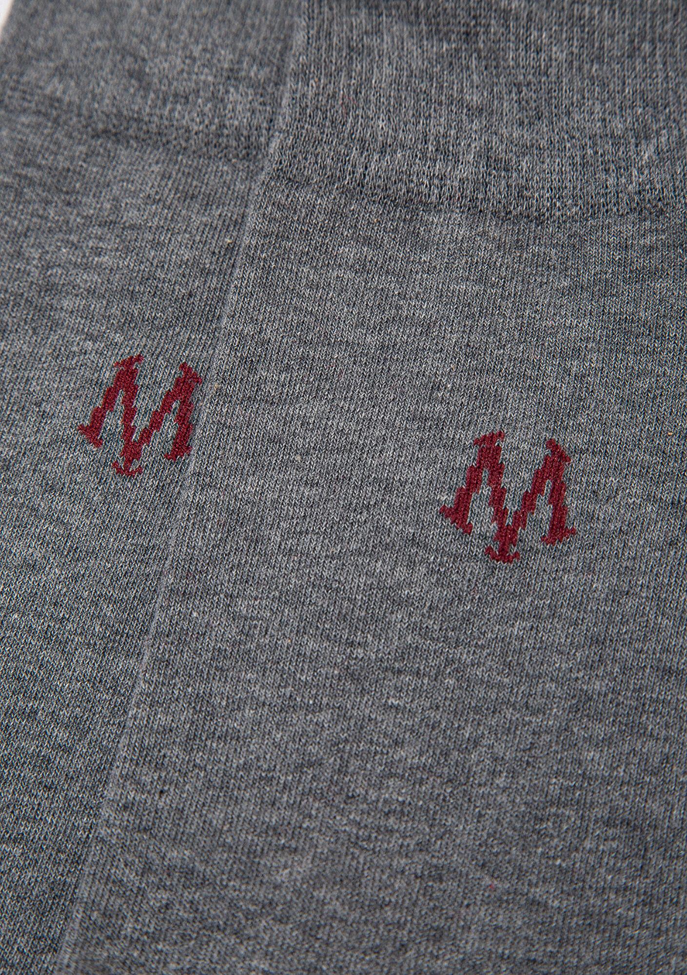 Mavi M Logo Baskılı Gri Soket Çorap 090250-24674