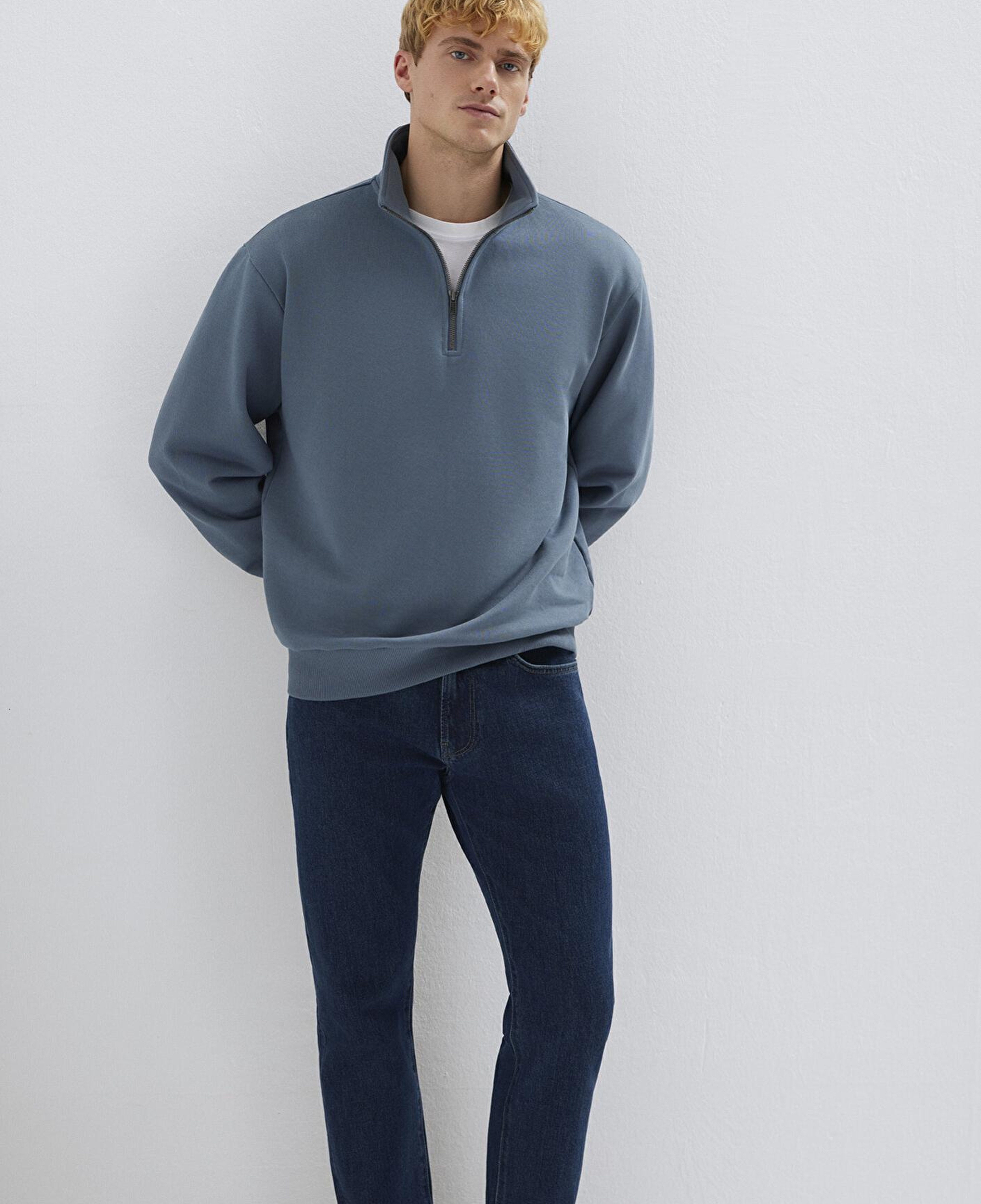 Mavi Yarı Fermuarlı Mavi Basic Sweatshirt 0S10419-80889