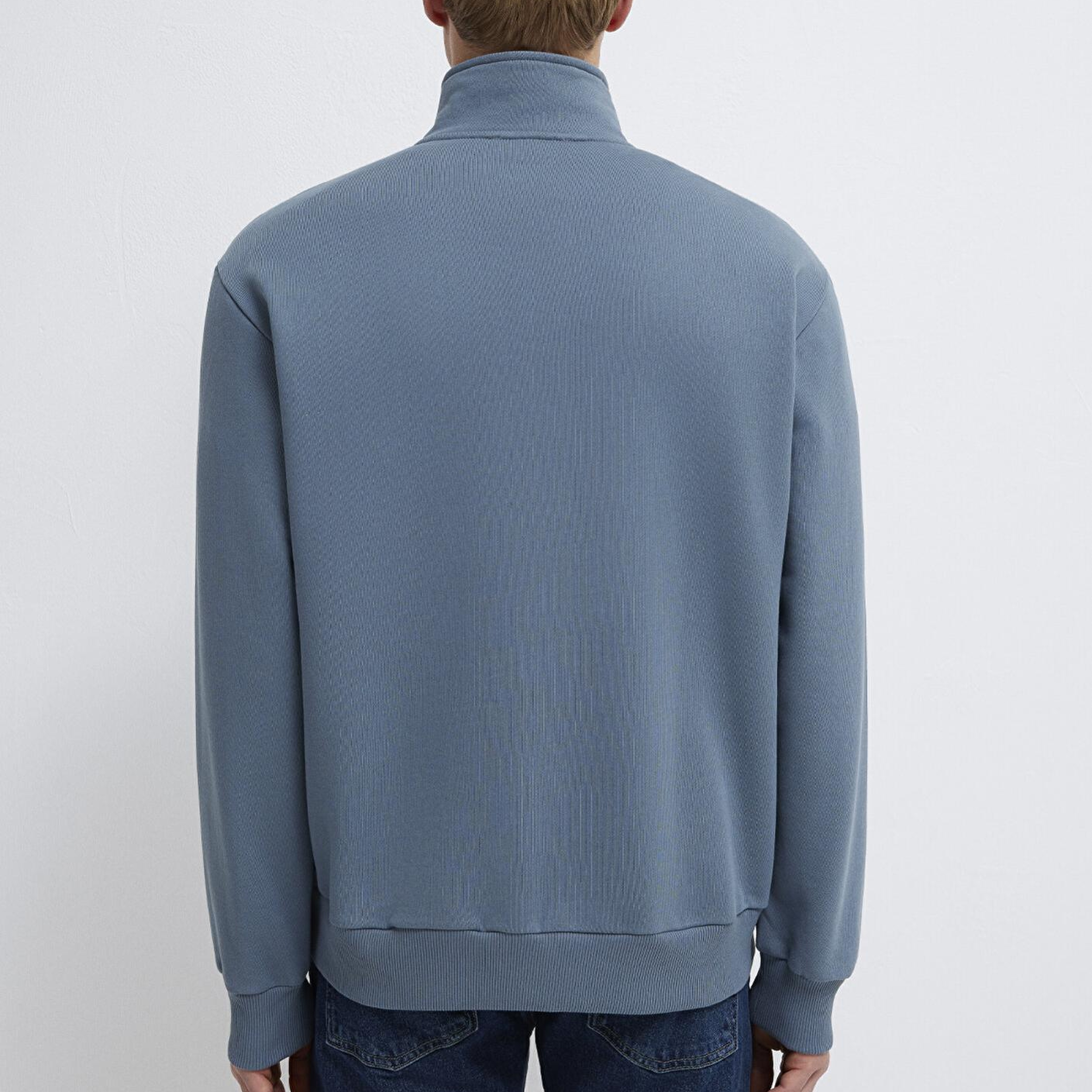 Mavi Yarı Fermuarlı Mavi Basic Sweatshirt 0S10419-80889