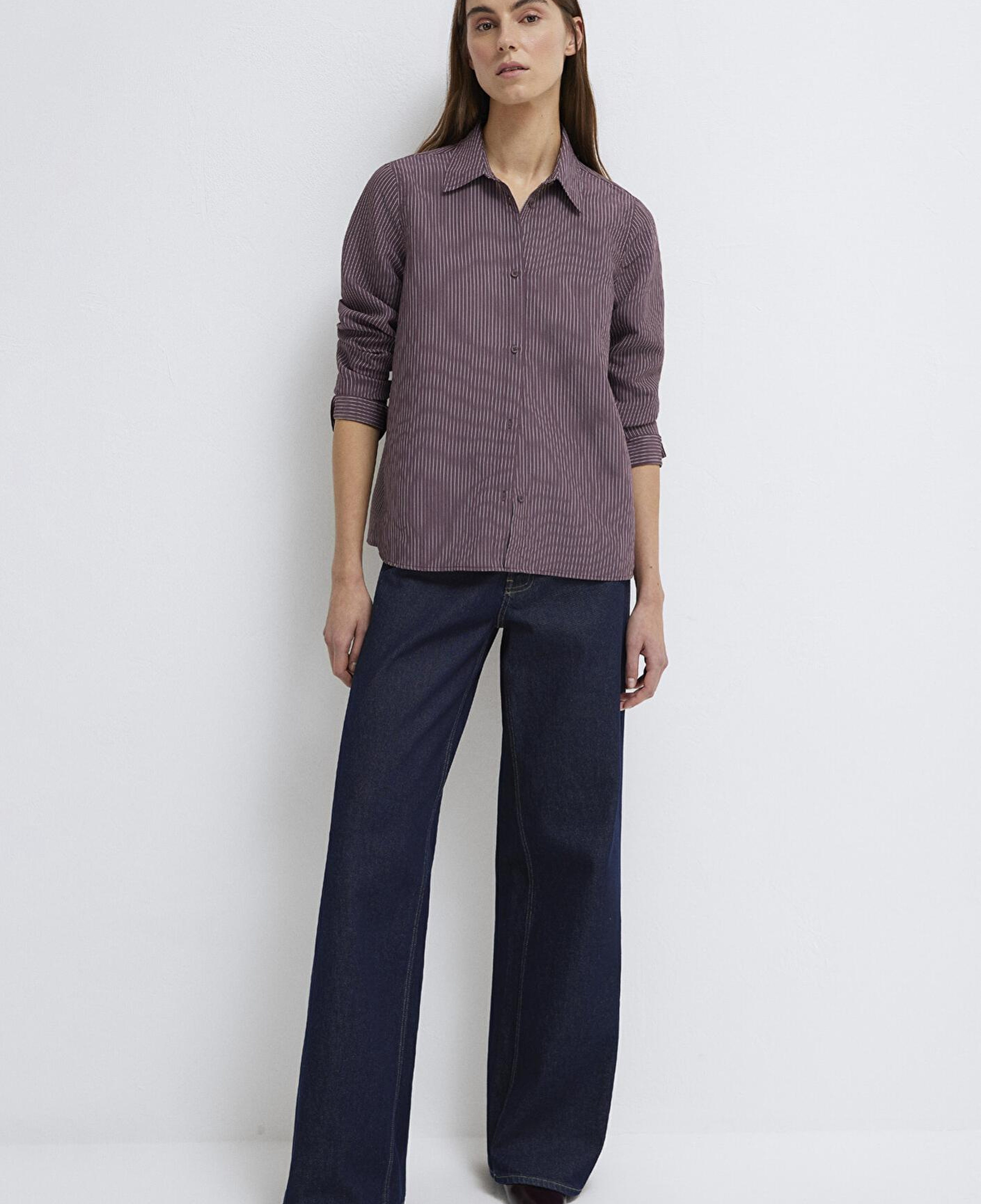 Mavi (TENCEL™) Liyosel Karışımlı Çizgili Gömlek Regular Fit / Normal Kesim 1211374-91569