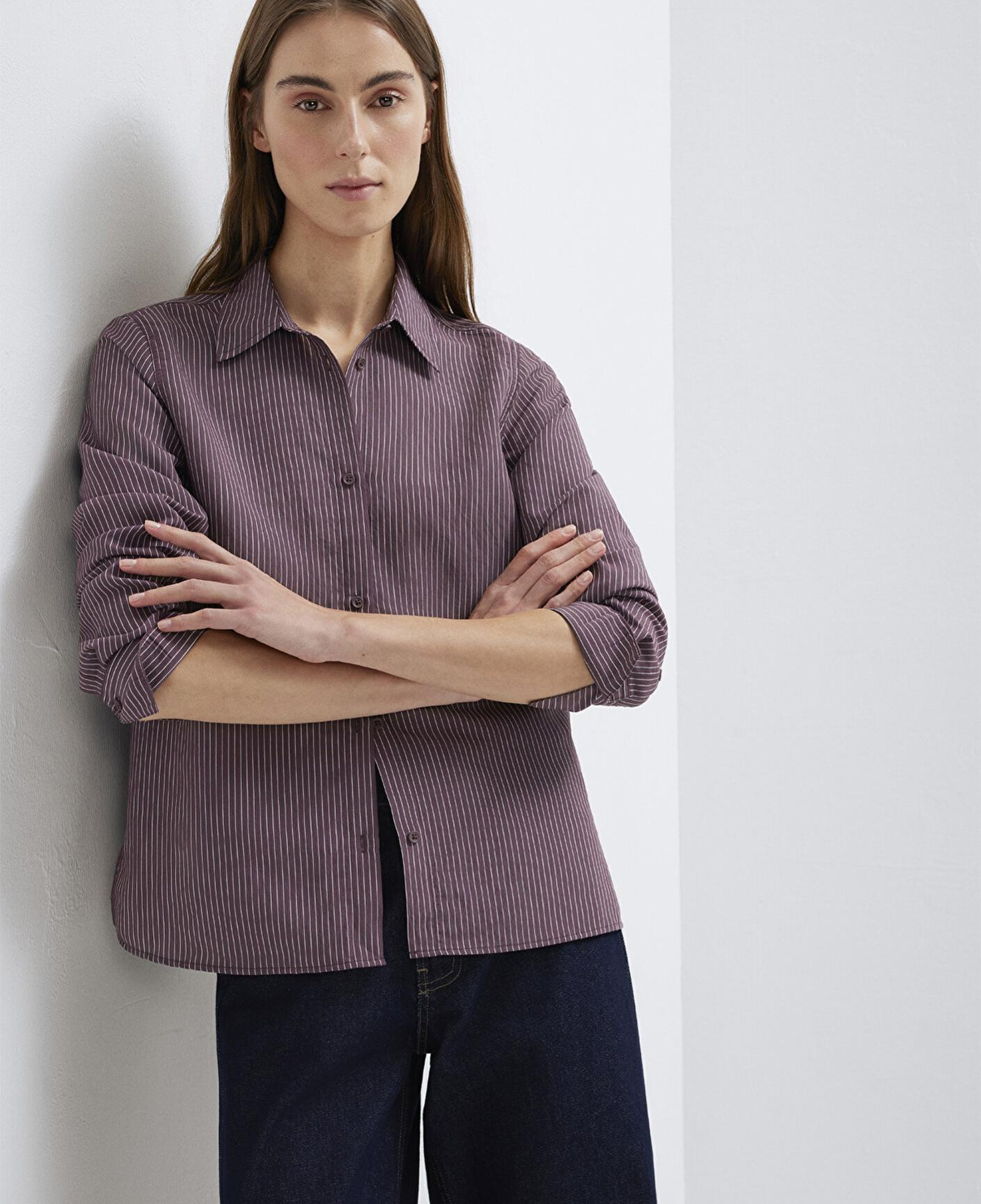 Mavi (TENCEL™) Liyosel Karışımlı Çizgili Gömlek Regular Fit / Normal Kesim 1211374-91569