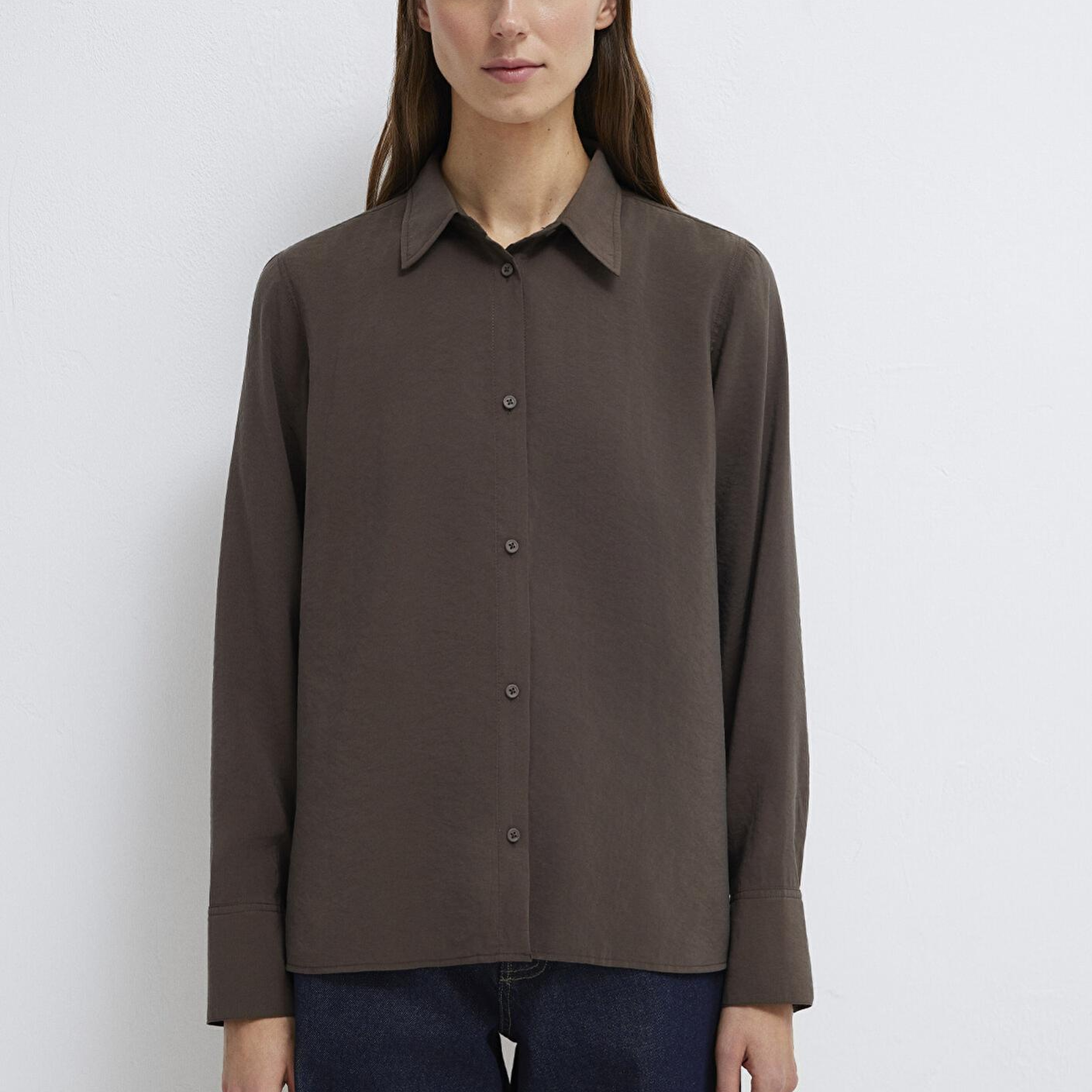 Mavi (TENCEL™) Liyosel Karışımlı Kahverengi Gömlek Regular Fit / Normal Kesim 1211374-70238