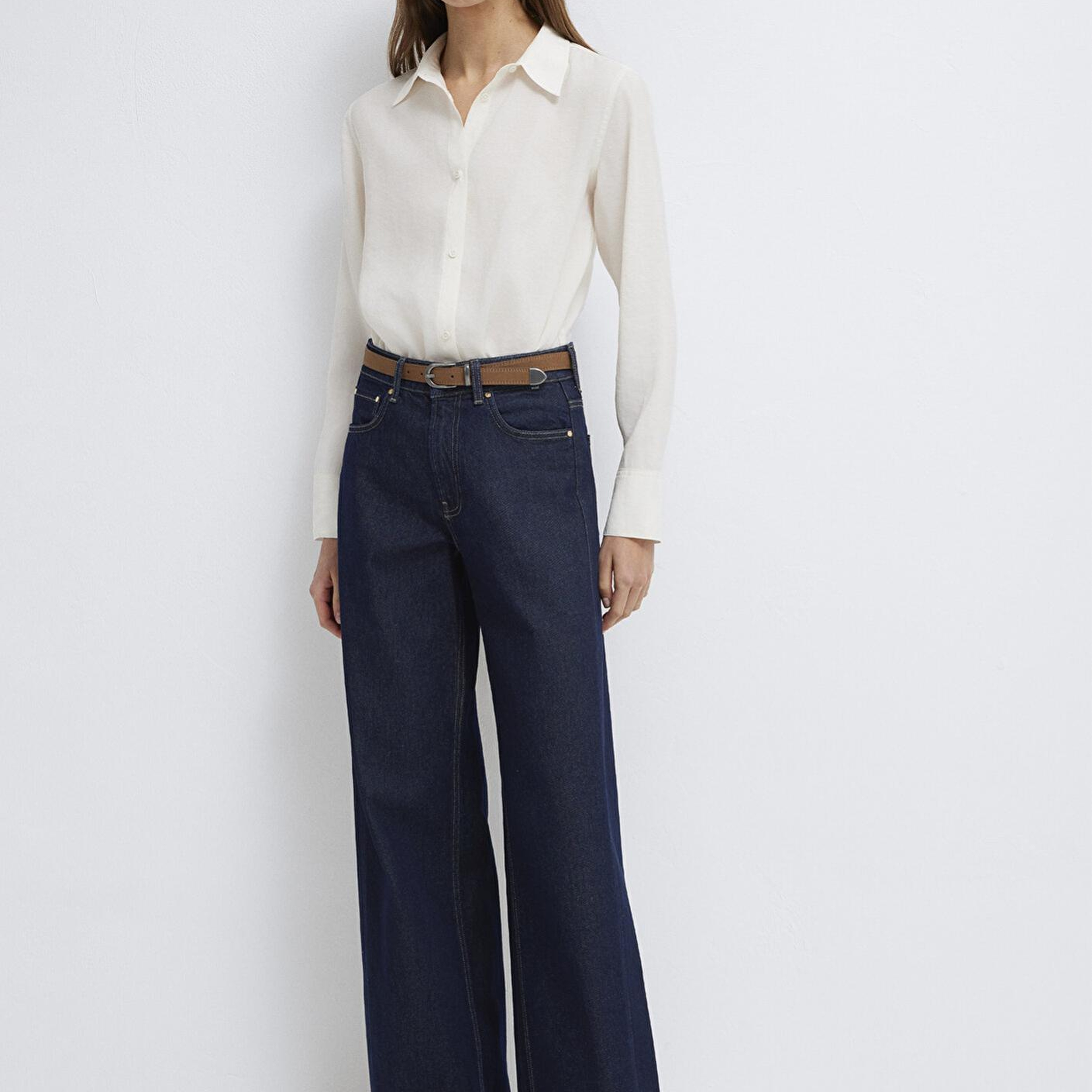 Mavi (TENCEL™) Liyosel Karışımlı Ekru Gömlek Regular Fit / Normal Kesim 1211374-70057