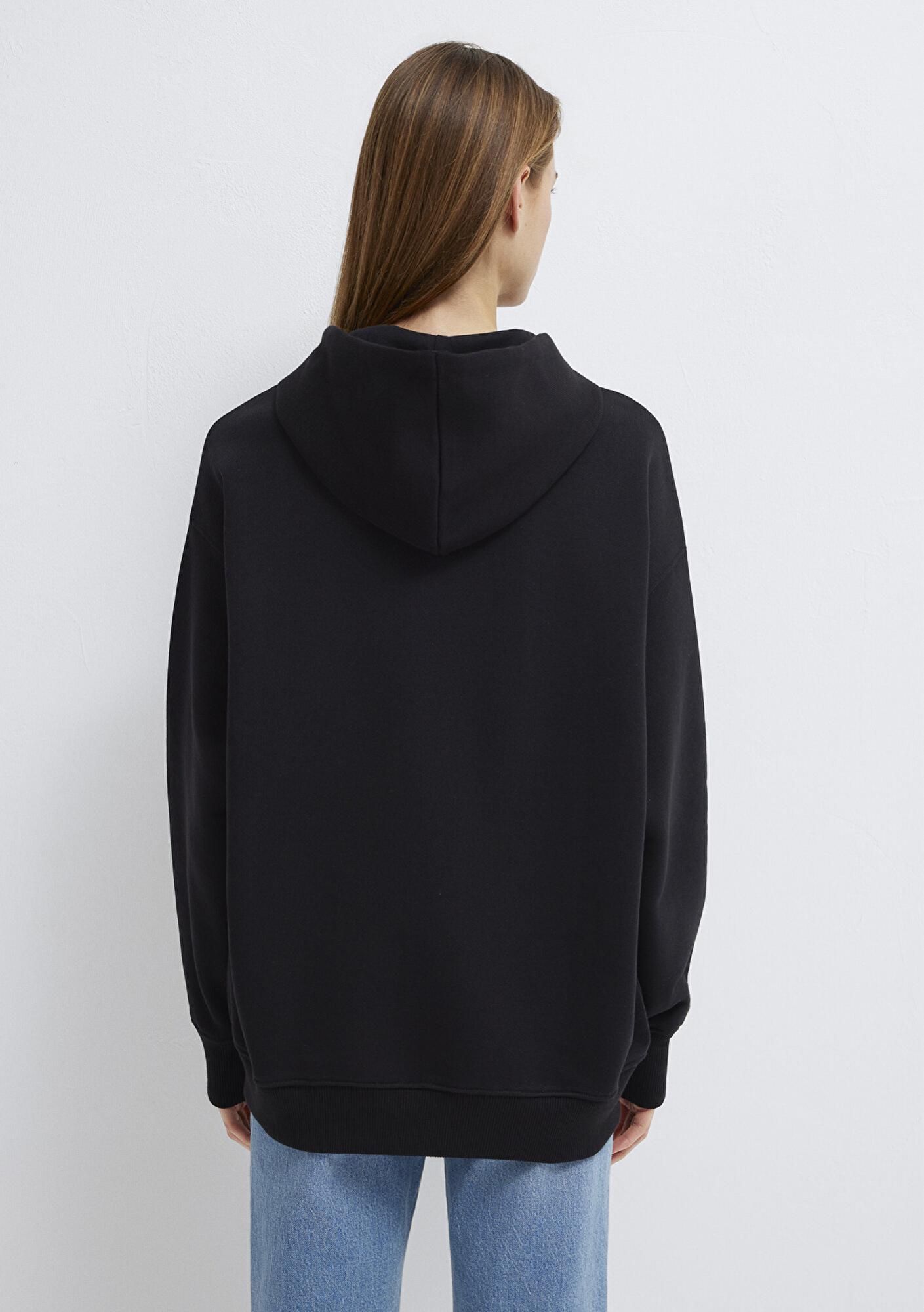 Mavi Mavi Logo Baskılı Kapüşonlu Siyah Sweatshirt 1S10531-900