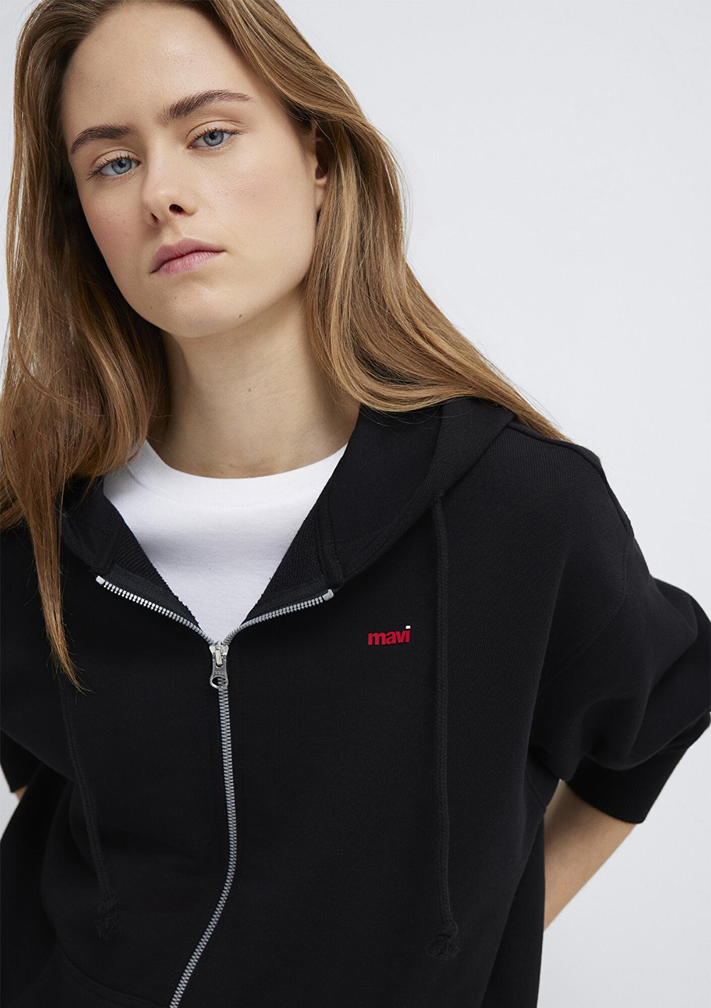 Mavi Mavi Logo Baskılı Kapüşonlu Siyah Sweatshirt 1S10531-900