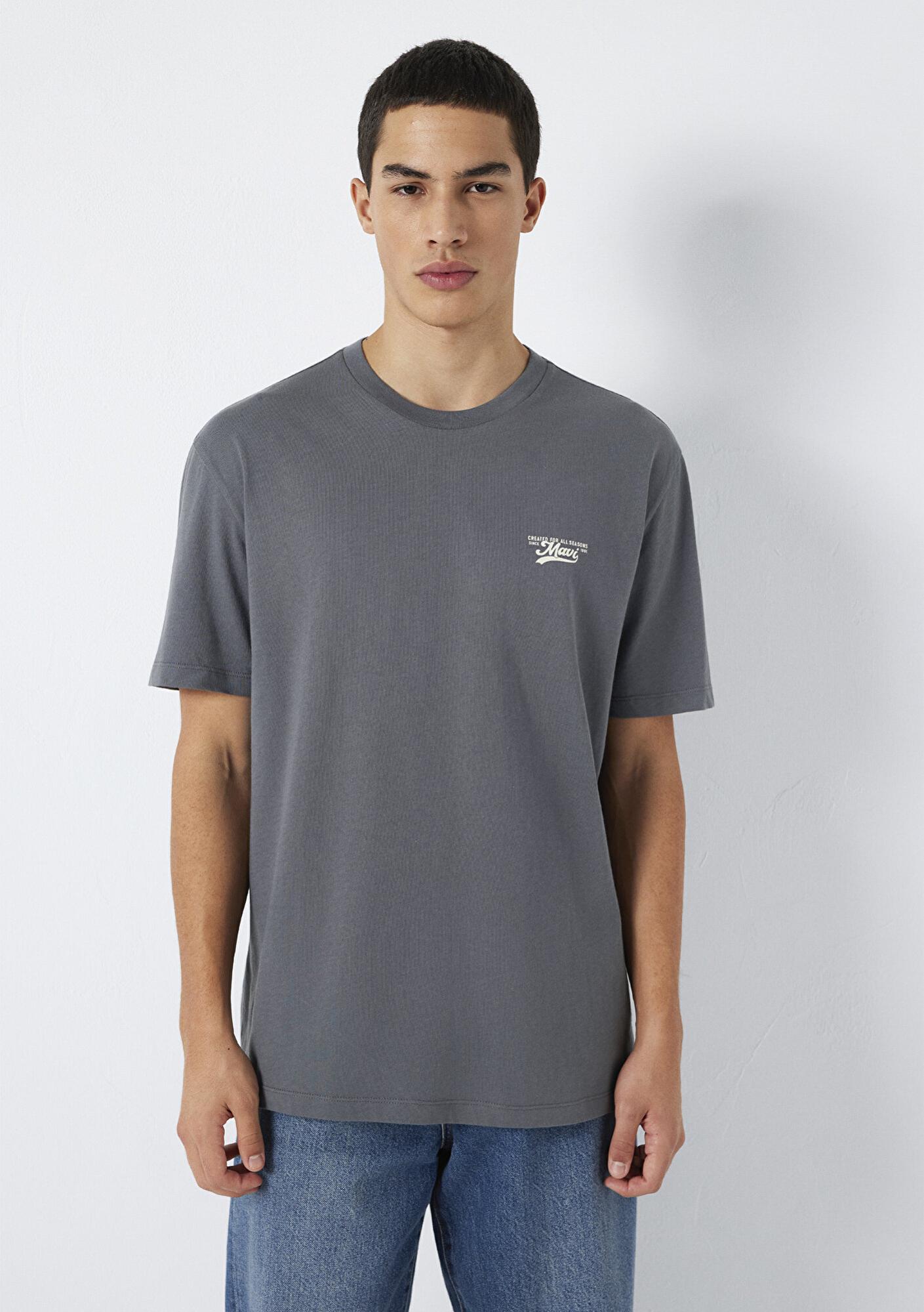 Mavi Mavi Baskılı Gri Tişört Loose Fit / Bol Rahat Kesim 0612840-80776