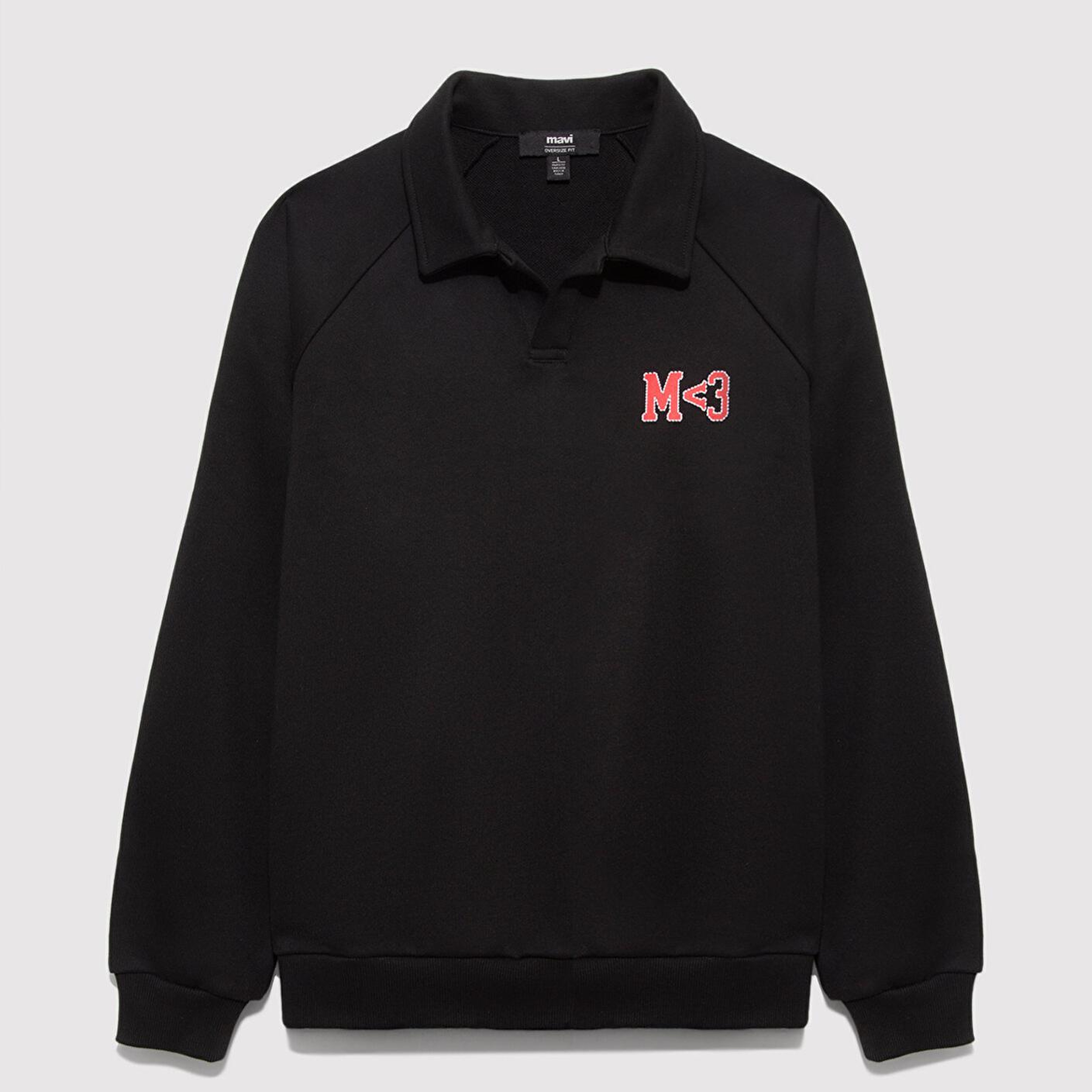 Mavi M Kalp İşlemeli Polo Yaka Siyah  Sweatshirt 0S10578-900